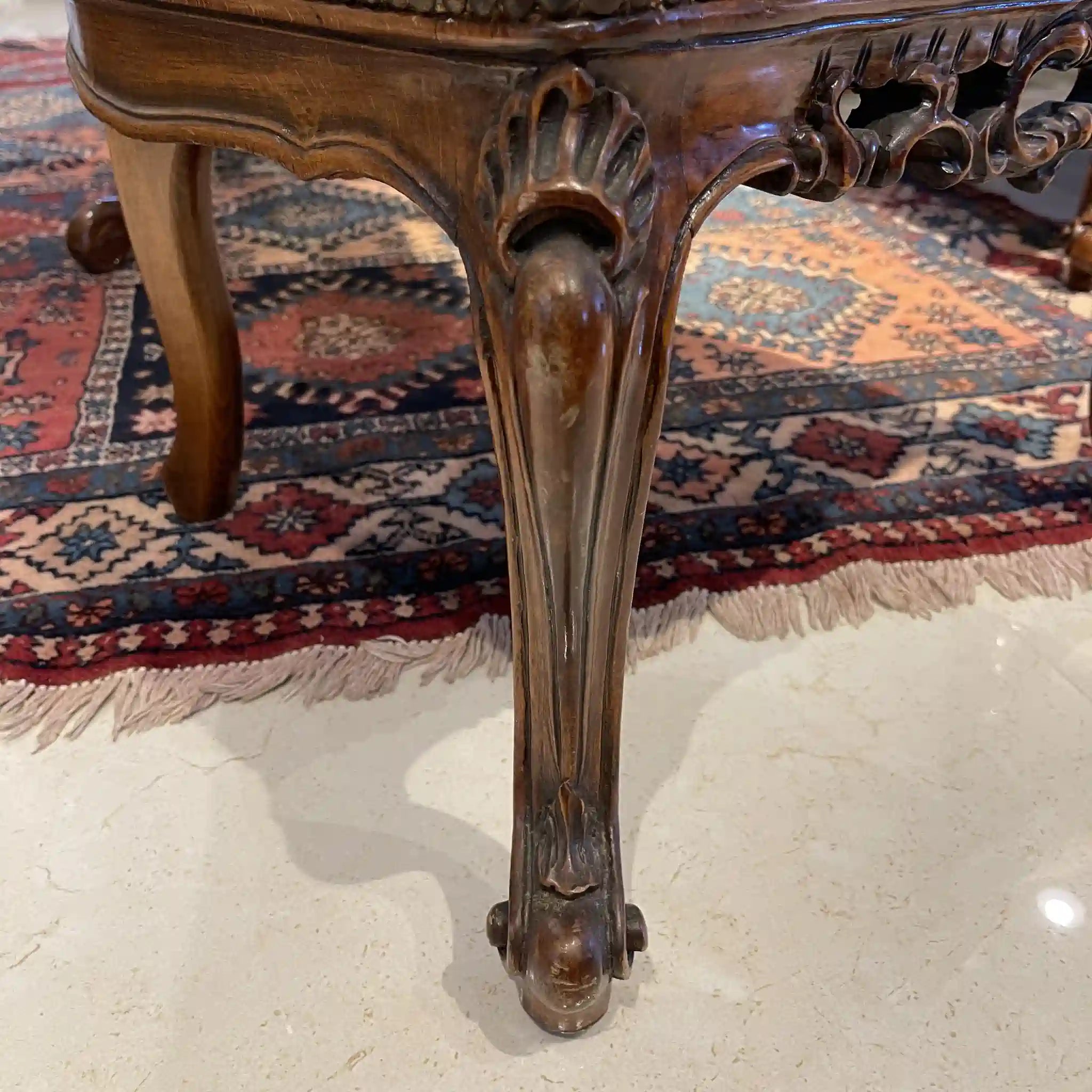 【リユース】 ソファセット / 天然木 / イタリア / アンティーク調,ロココ様式ハンドカービング,金華山織