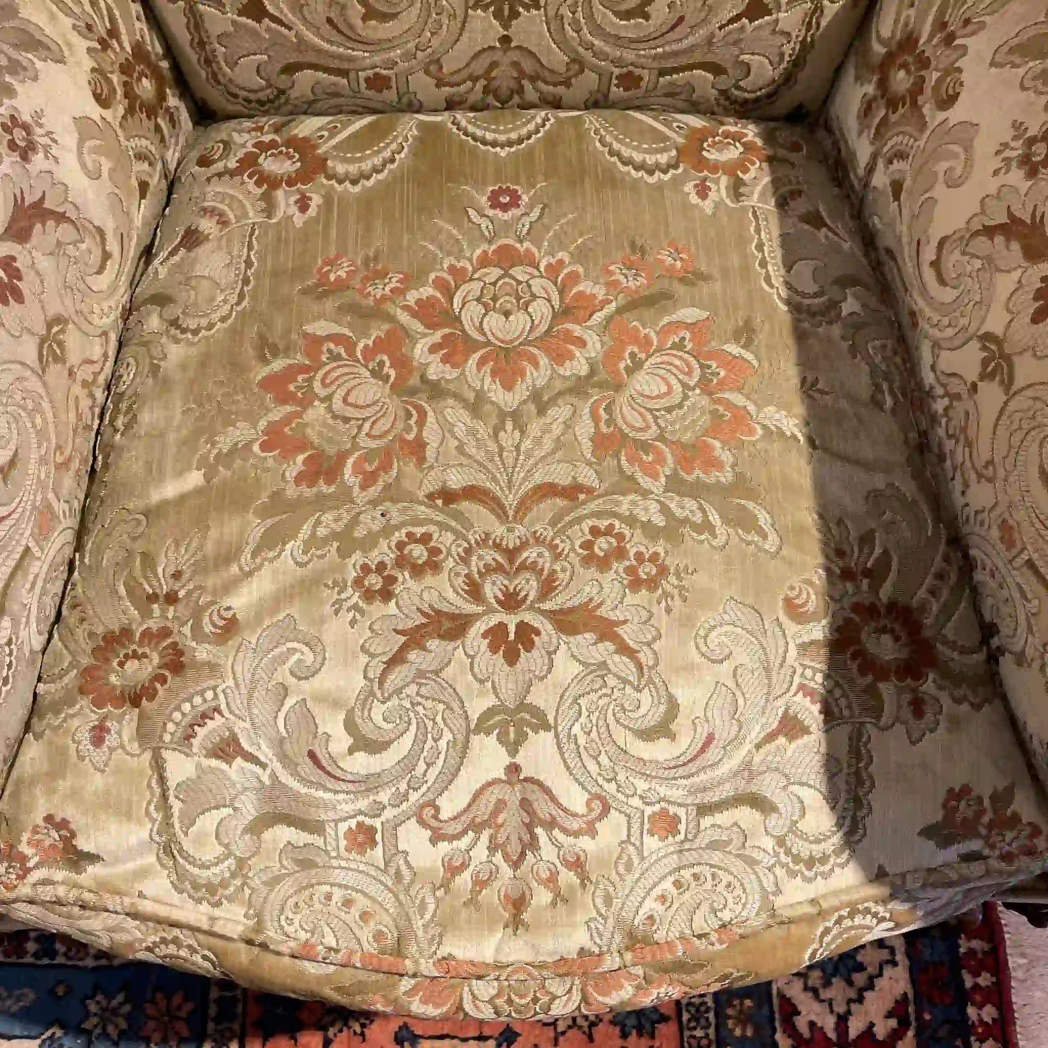 【リユース】 ソファセット / 天然木 / イタリア / アンティーク調,ロココ様式ハンドカービング,金華山織