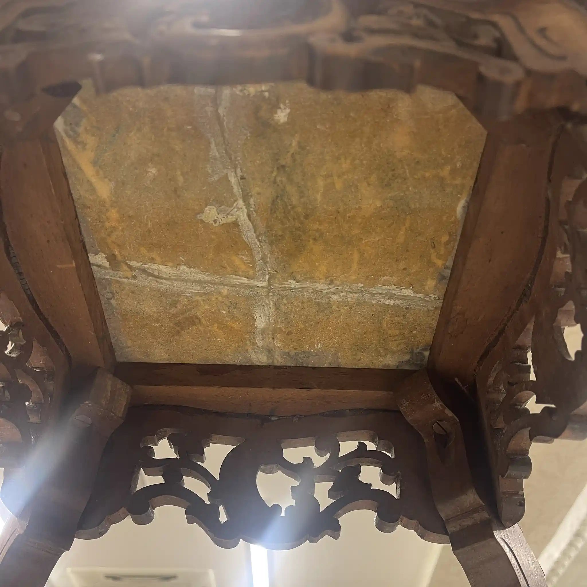 【アンティーク】 プランツスタンド / 20世紀前期（推定） / ウォールナット材 / フランス / マーブルトップ