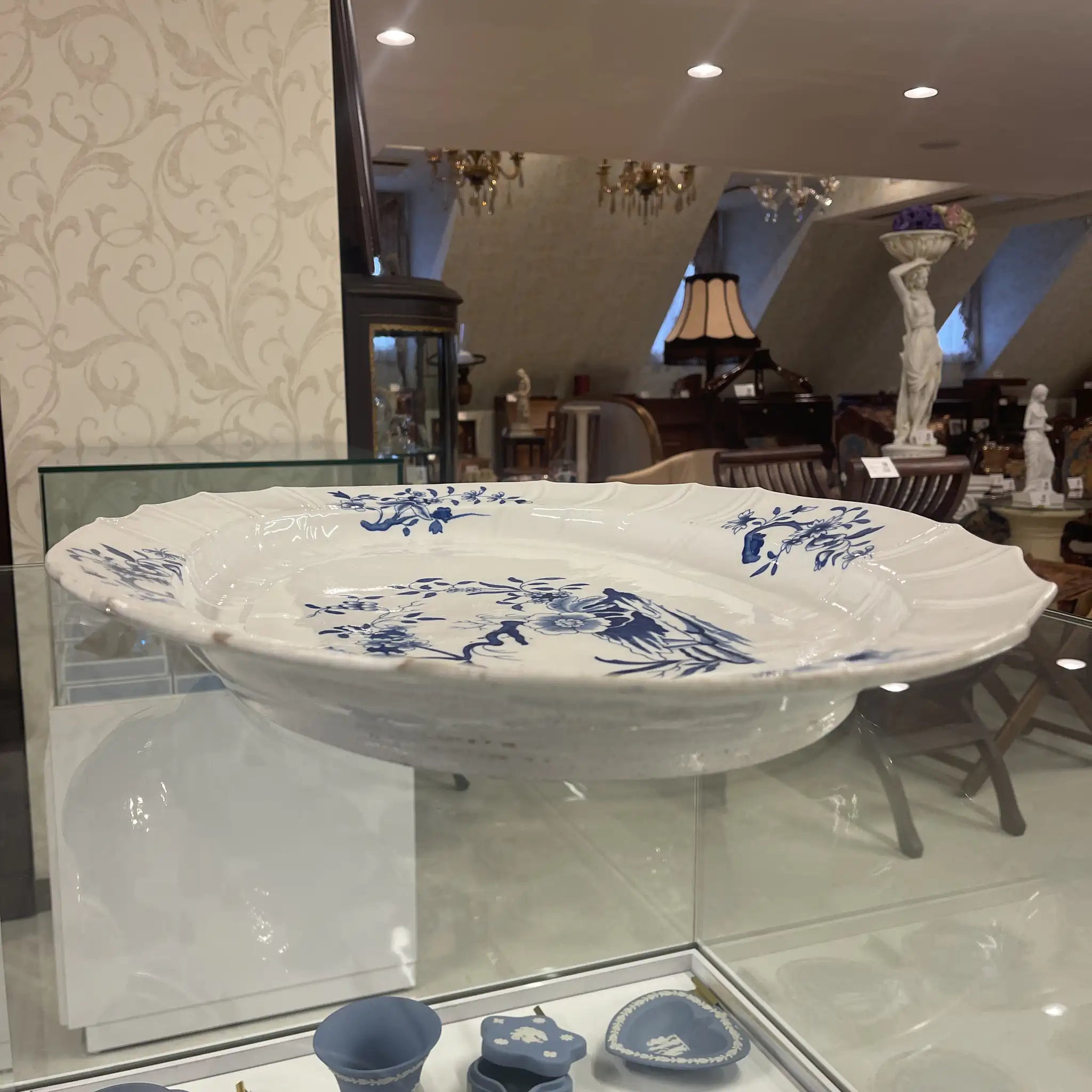 Antique Large Plate / Tournai Porcelain / Blue &amp; White / 18th Century (Estimated) / Porcelain / Belgium