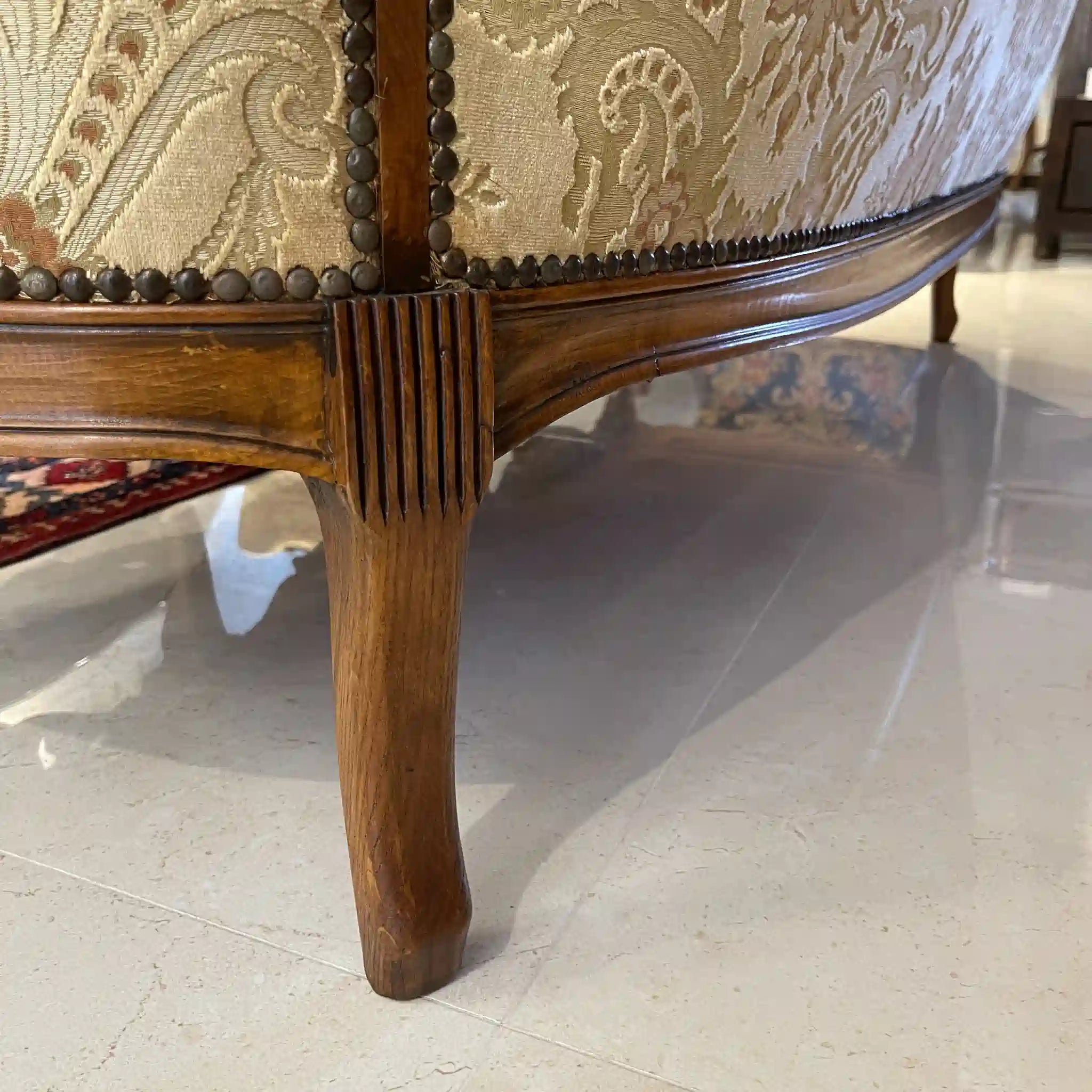 【リユース】 ソファセット / 天然木 / イタリア / アンティーク調,ロココ様式ハンドカービング,金華山織