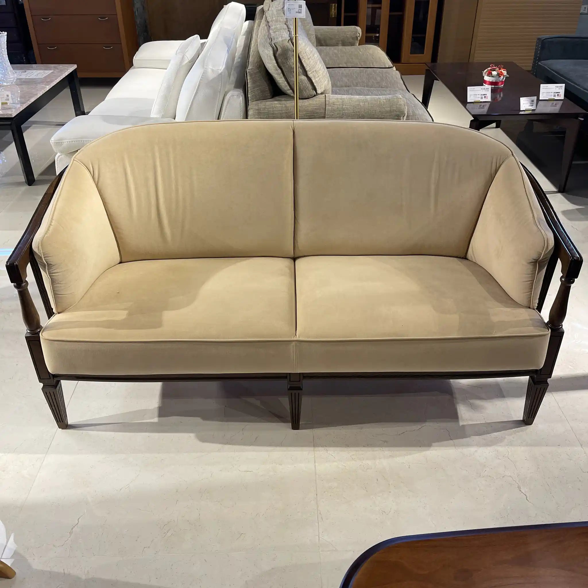 【リユース】 二人掛けソファ / カリモク家具 / ドマーニ(domani)/クイーンズ・ライフ / 1990年代（推定） / ナラ材 / 日本