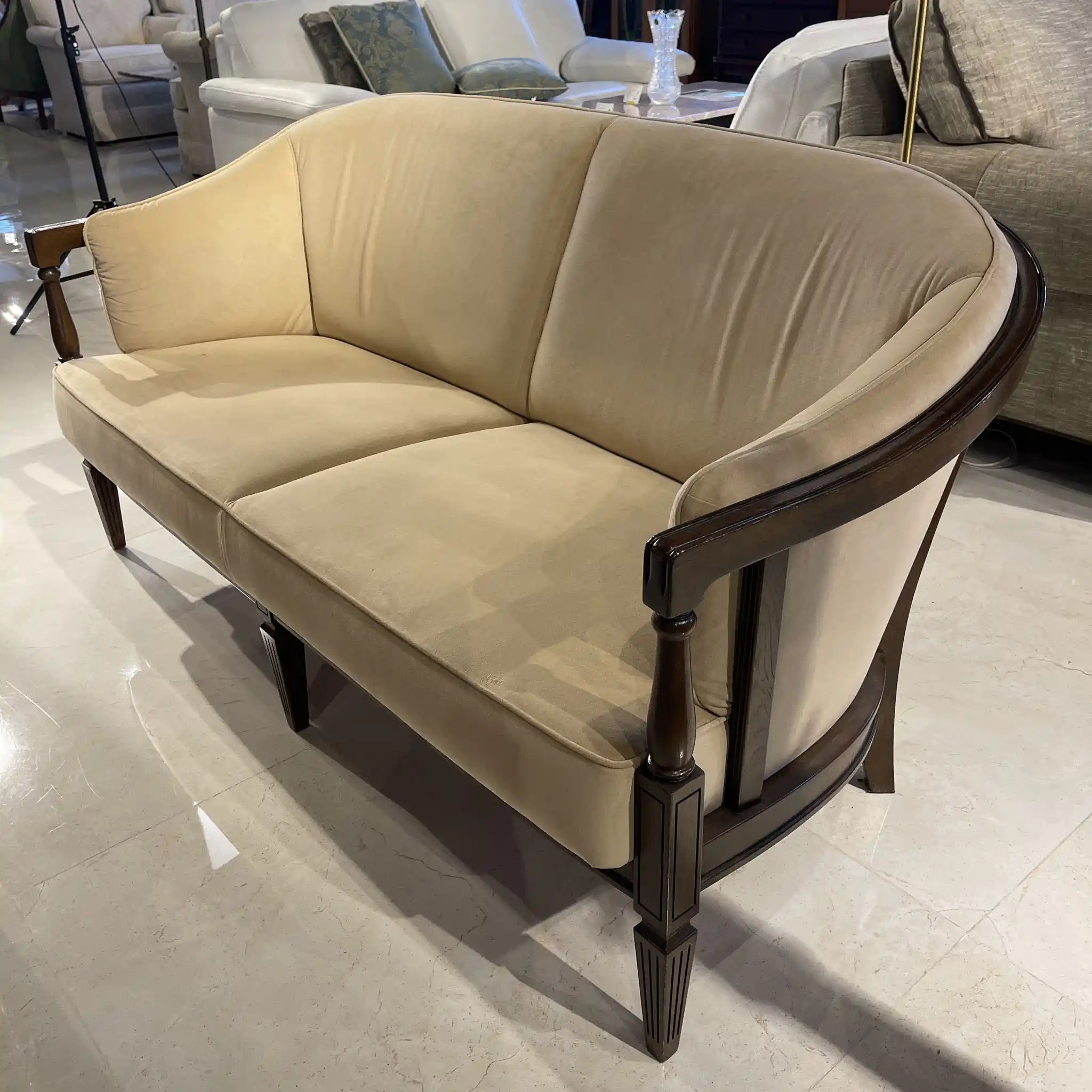 【リユース】 二人掛けソファ / カリモク家具 / ドマーニ(domani)/クイーンズ・ライフ / 1990年代（推定） / ナラ材 / 日本