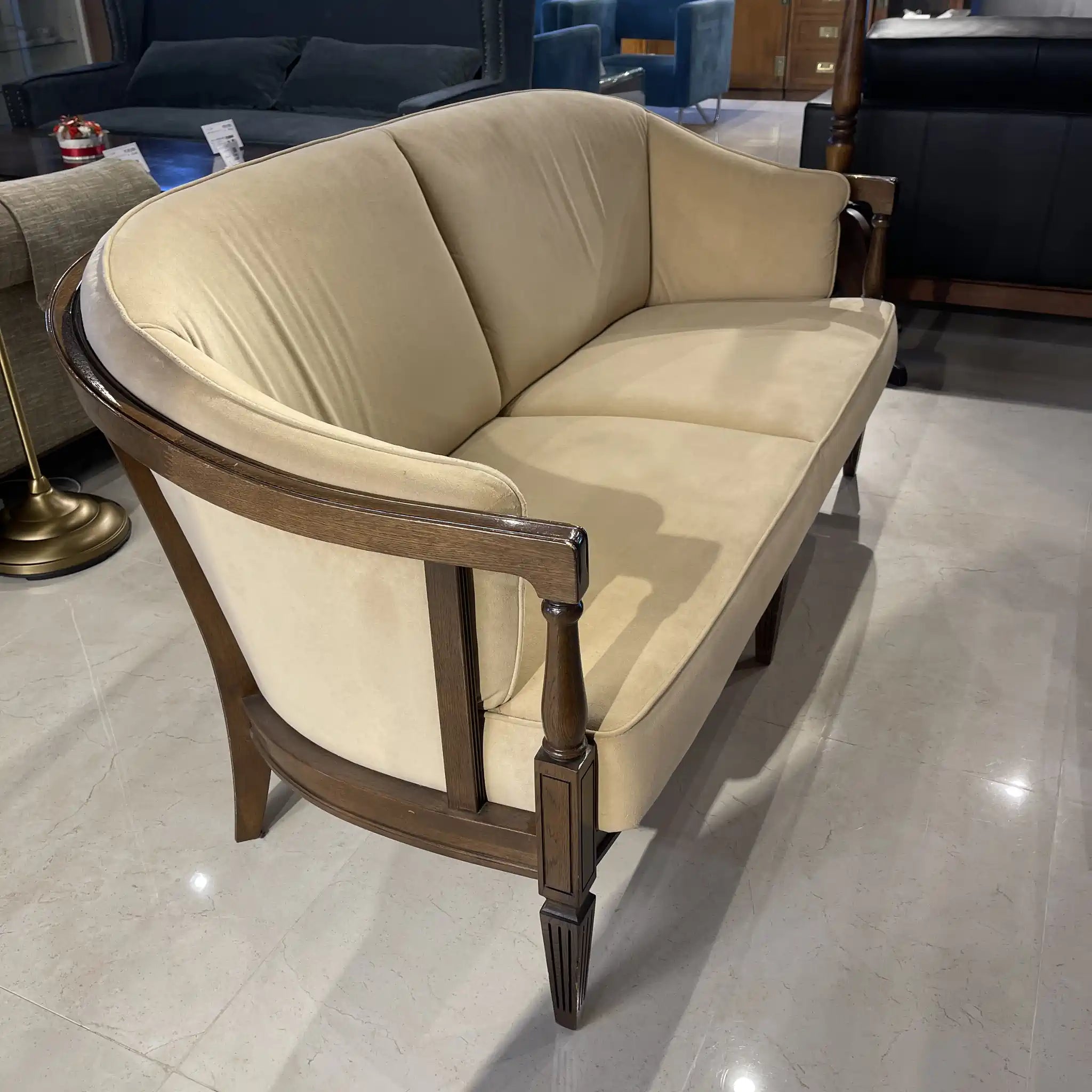 【リユース】 二人掛けソファ / カリモク家具 / ドマーニ(domani)/クイーンズ・ライフ / 1990年代（推定） / ナラ材 / 日本