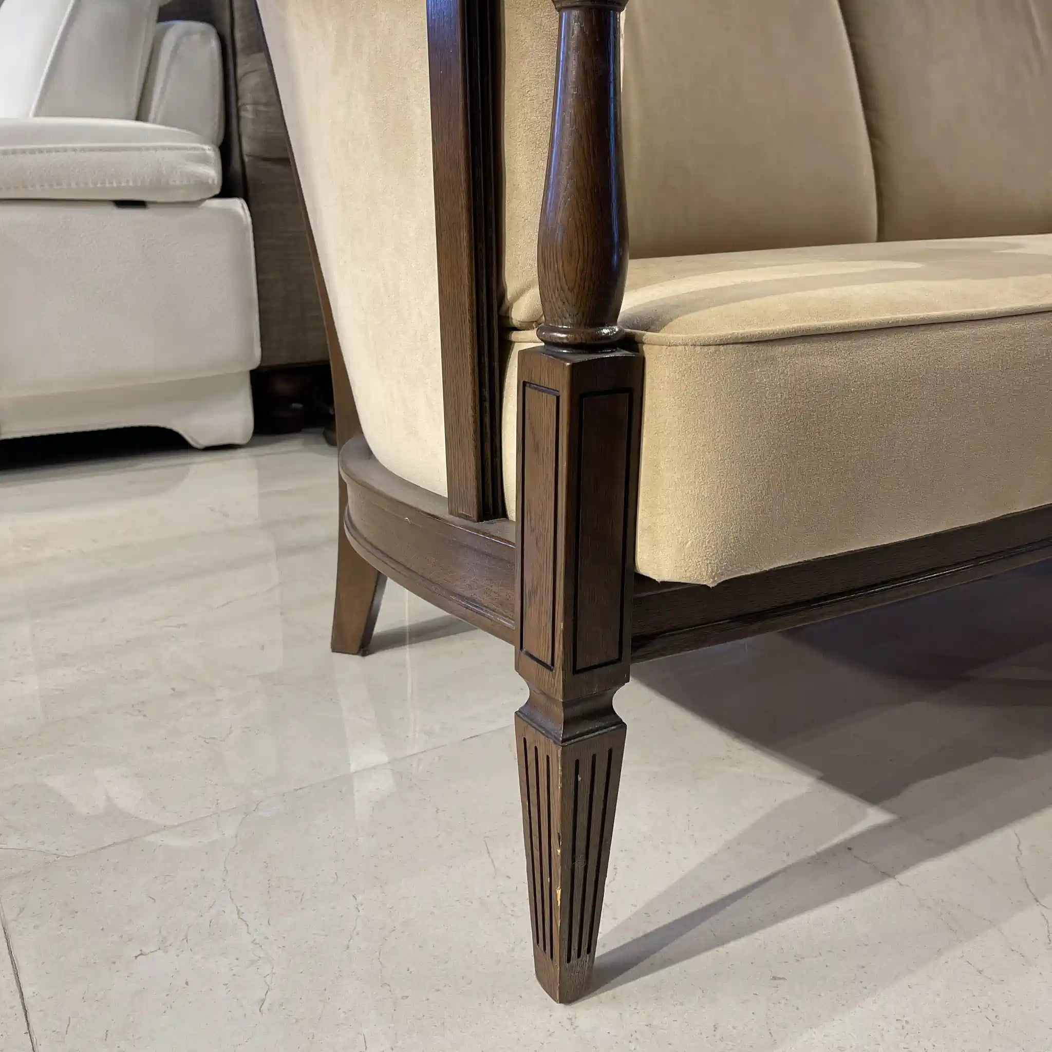 【リユース】 二人掛けソファ / カリモク家具 / ドマーニ(domani)/クイーンズ・ライフ / 1990年代（推定） / ナラ材 / 日本