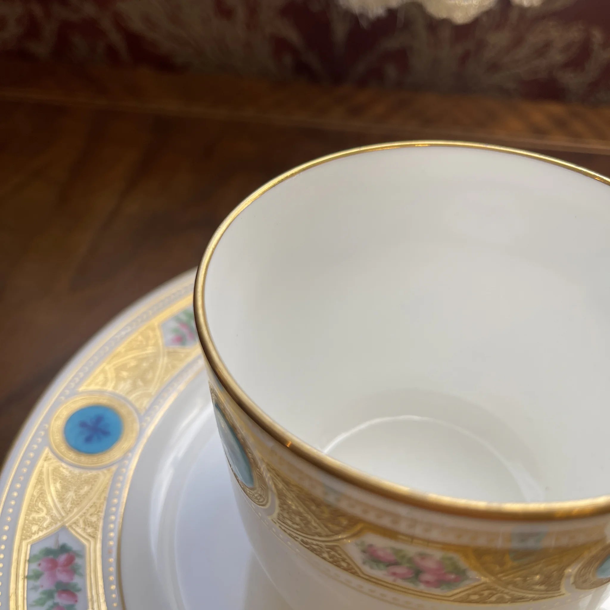 Minton(ミントン) / カップ＆ソーサー / ターコイズシリーズ / 1870年頃 / イギリス / 金彩装飾 / [アンティーク]