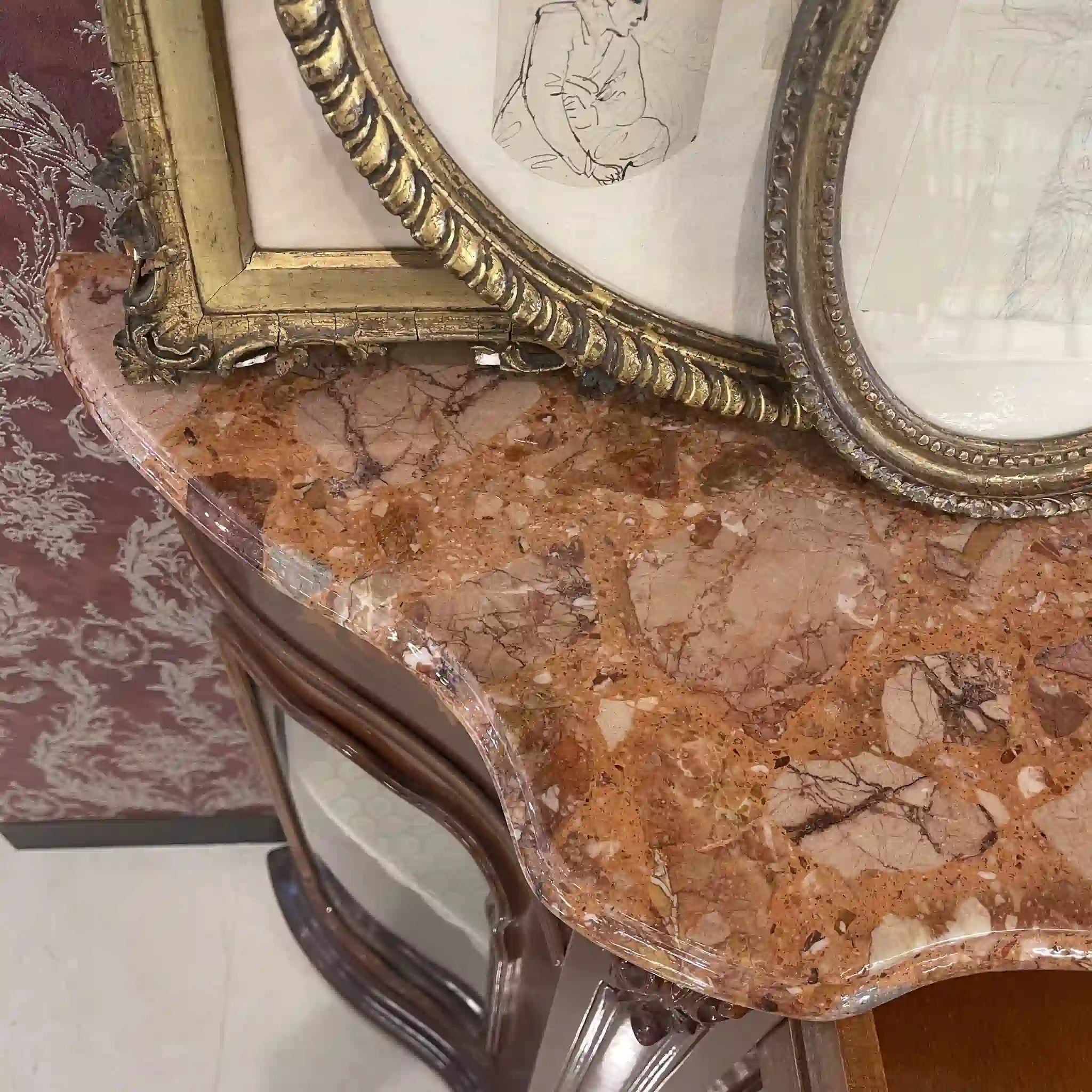 【アンティーク】 キャビネット / 
 / 20世紀後期（推定） / 大理石 / イタリア / マーブルトップ 象嵌(インレイ）