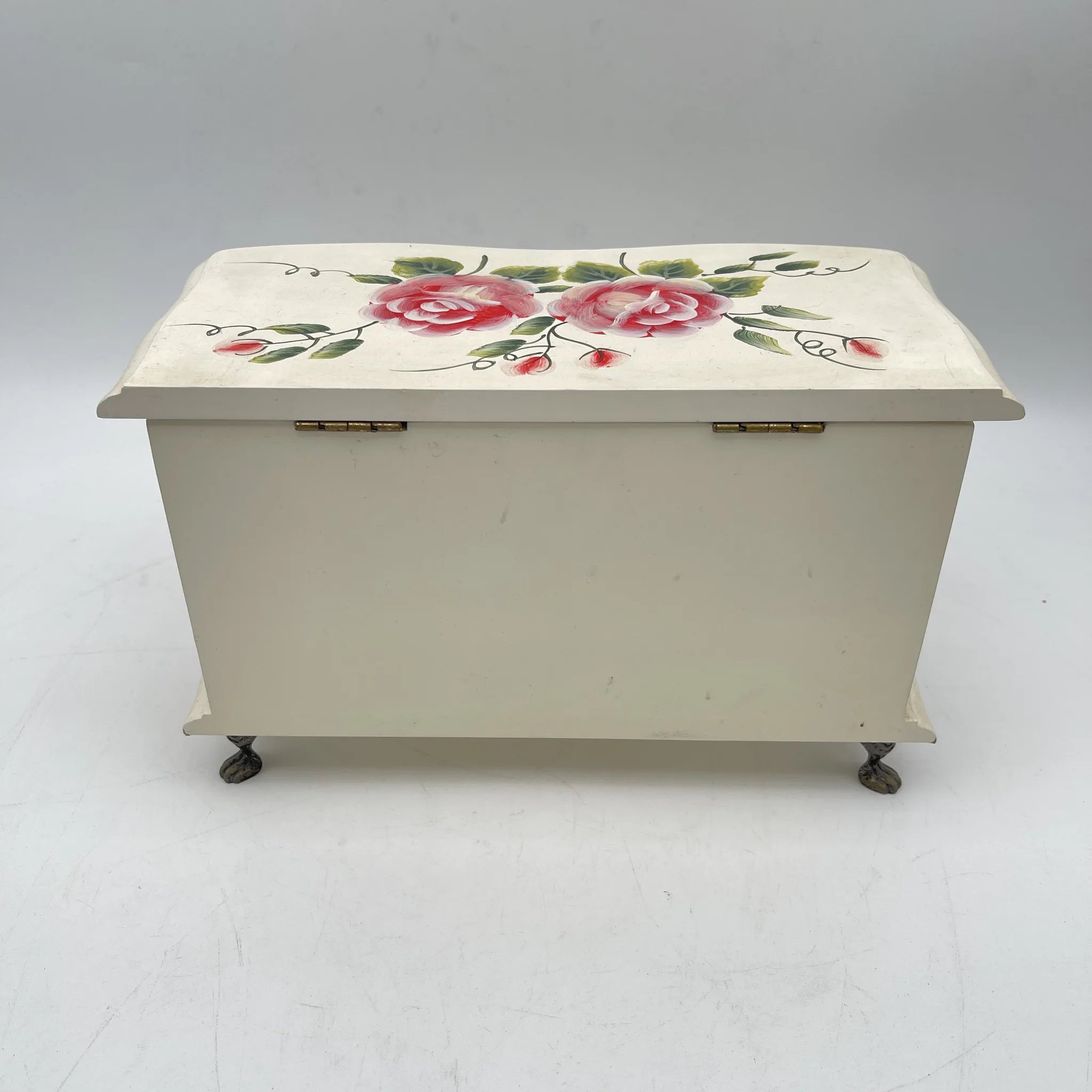 [Reuse] Jewelry box (accessory case) / late 20C / wooden / rose, hand painted