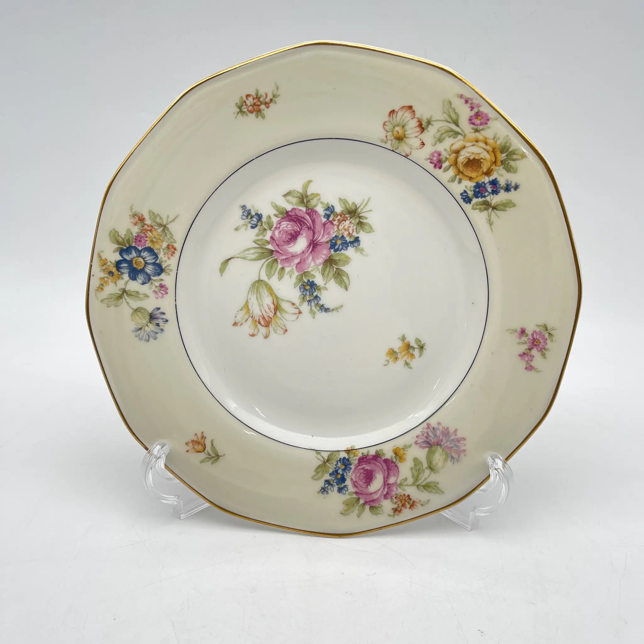 [Antique] Dinner & Dessert Plate 2P / Theodore Haviland / Nosegay / Estimated early-mid 20C / Porcelain / France / Bouquet, gold