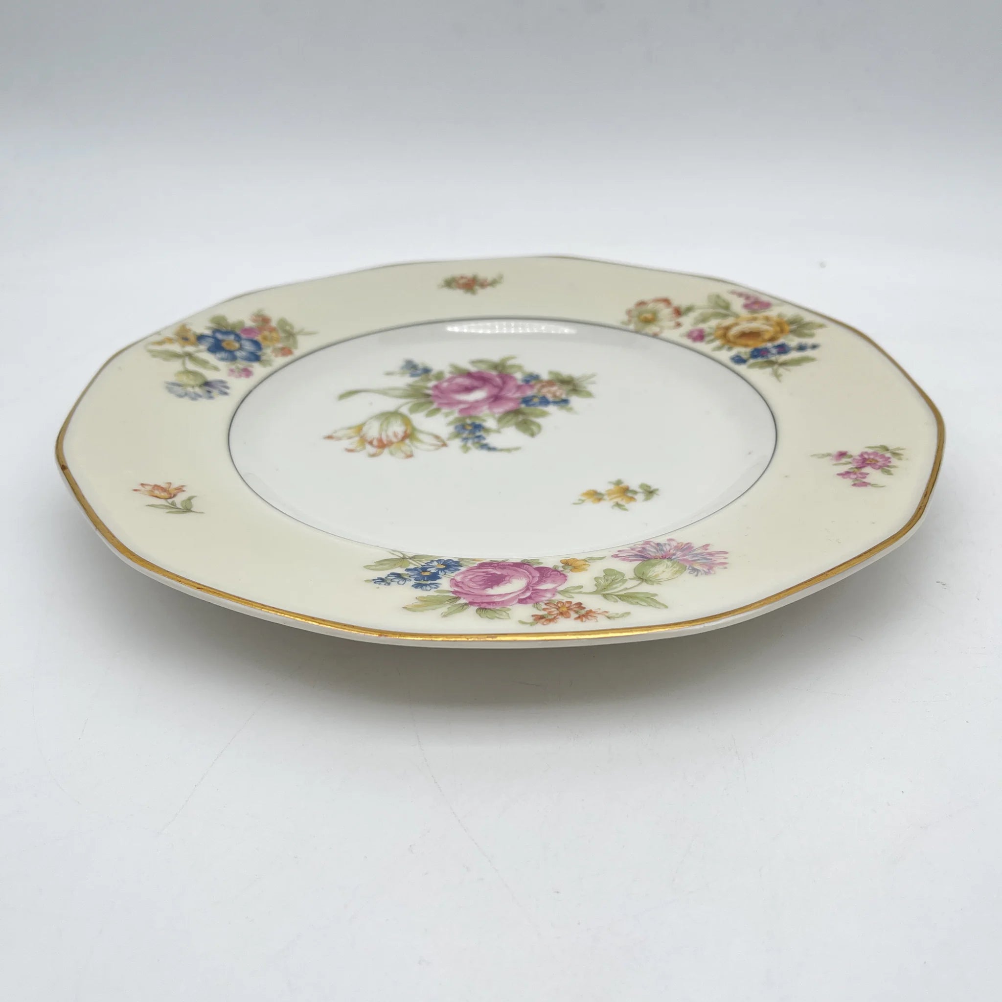[Antique] Dinner & Dessert Plate 2P / Theodore Haviland / Nosegay / Estimated early-mid 20C / Porcelain / France / Bouquet, gold
