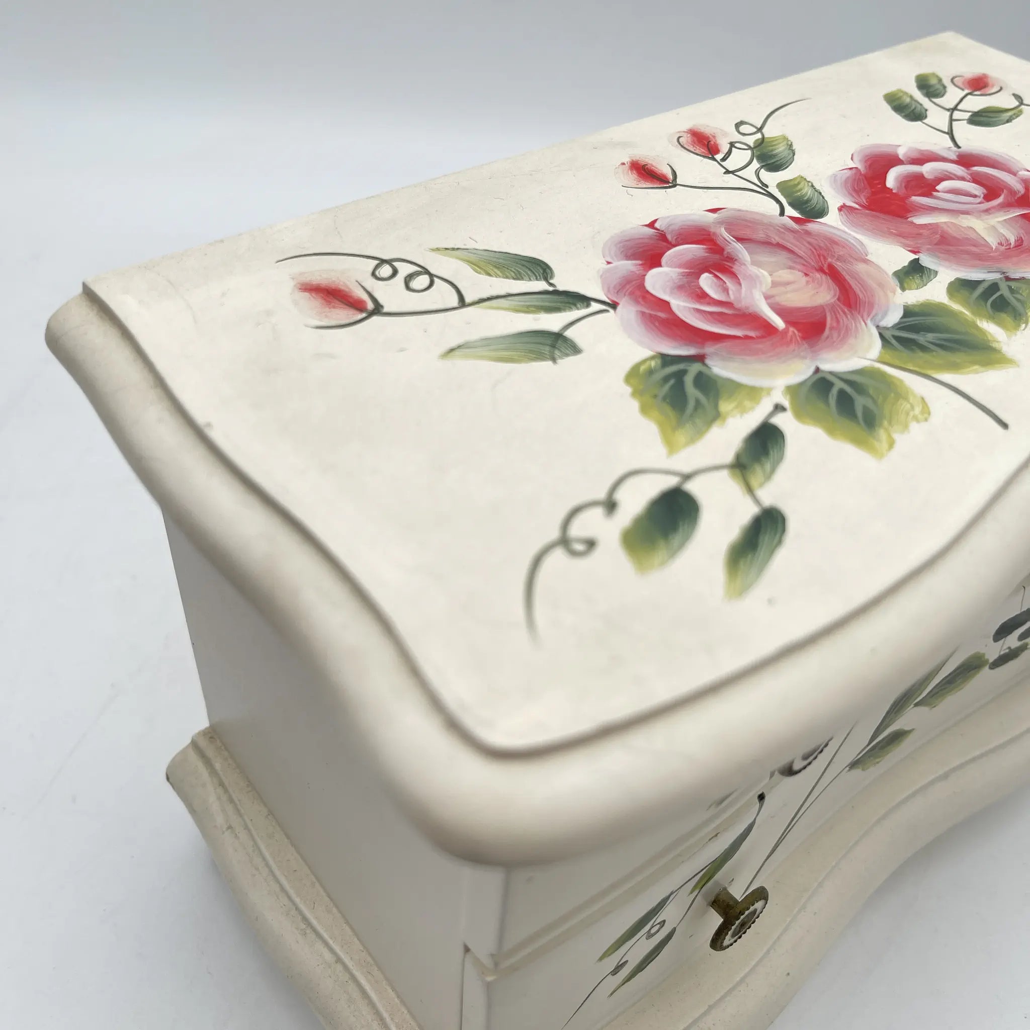 [Reuse] Jewelry box (accessory case) / late 20C / wooden / rose, hand painted