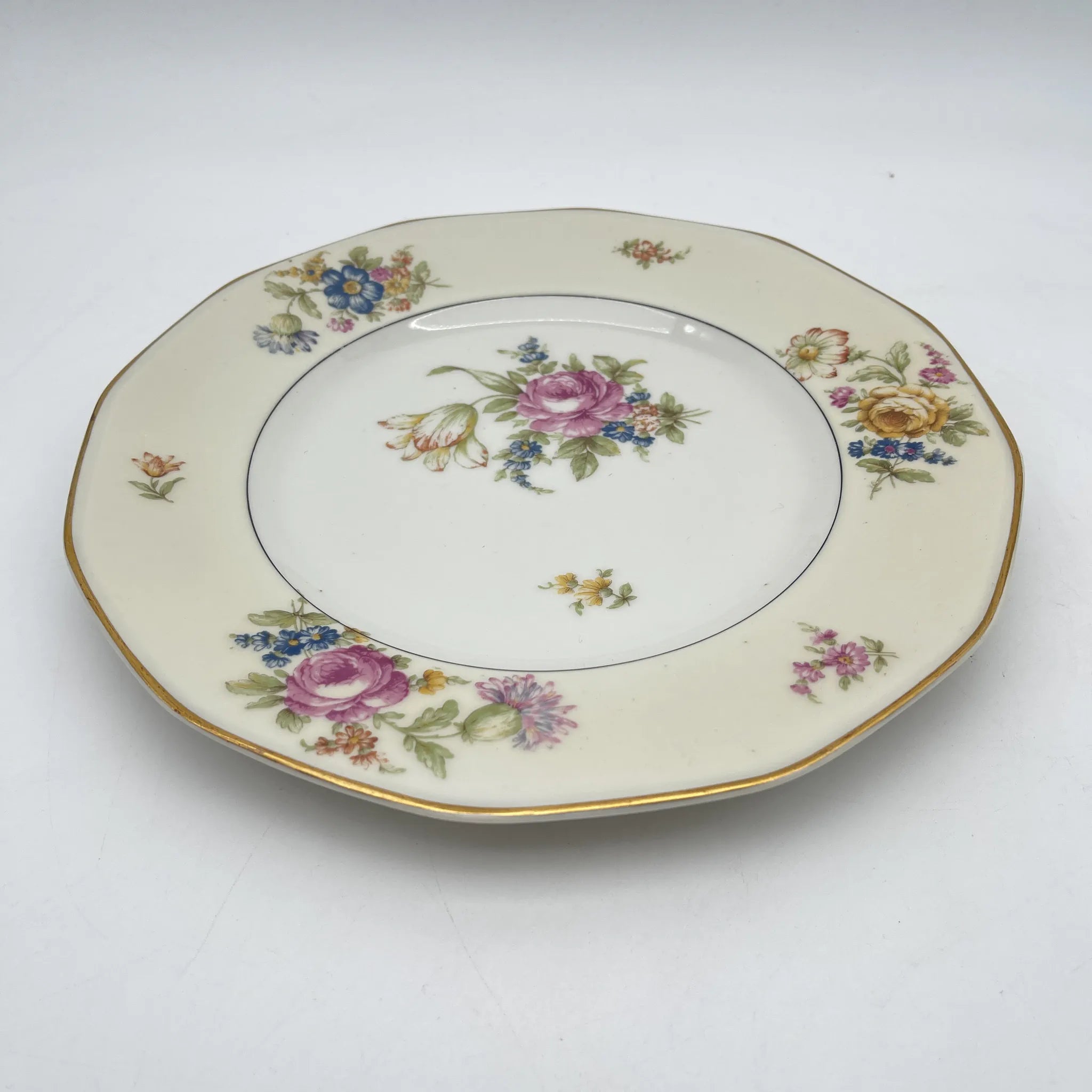 [Antique] Dinner & Dessert Plate 2P / Theodore Haviland / Nosegay / Estimated early-mid 20C / Porcelain / France / Bouquet, gold