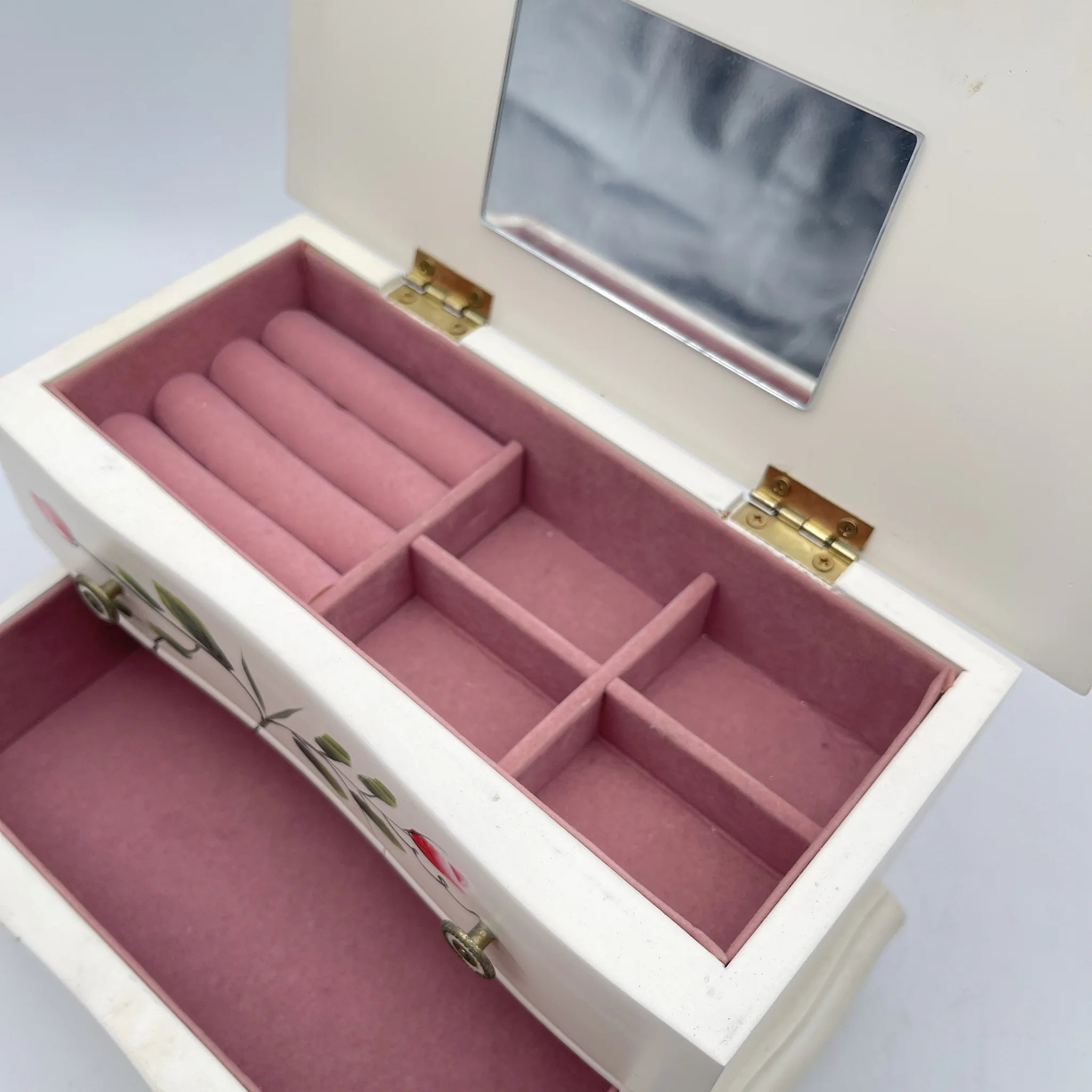 [Reuse] Jewelry box (accessory case) / late 20C / wooden / rose, hand painted