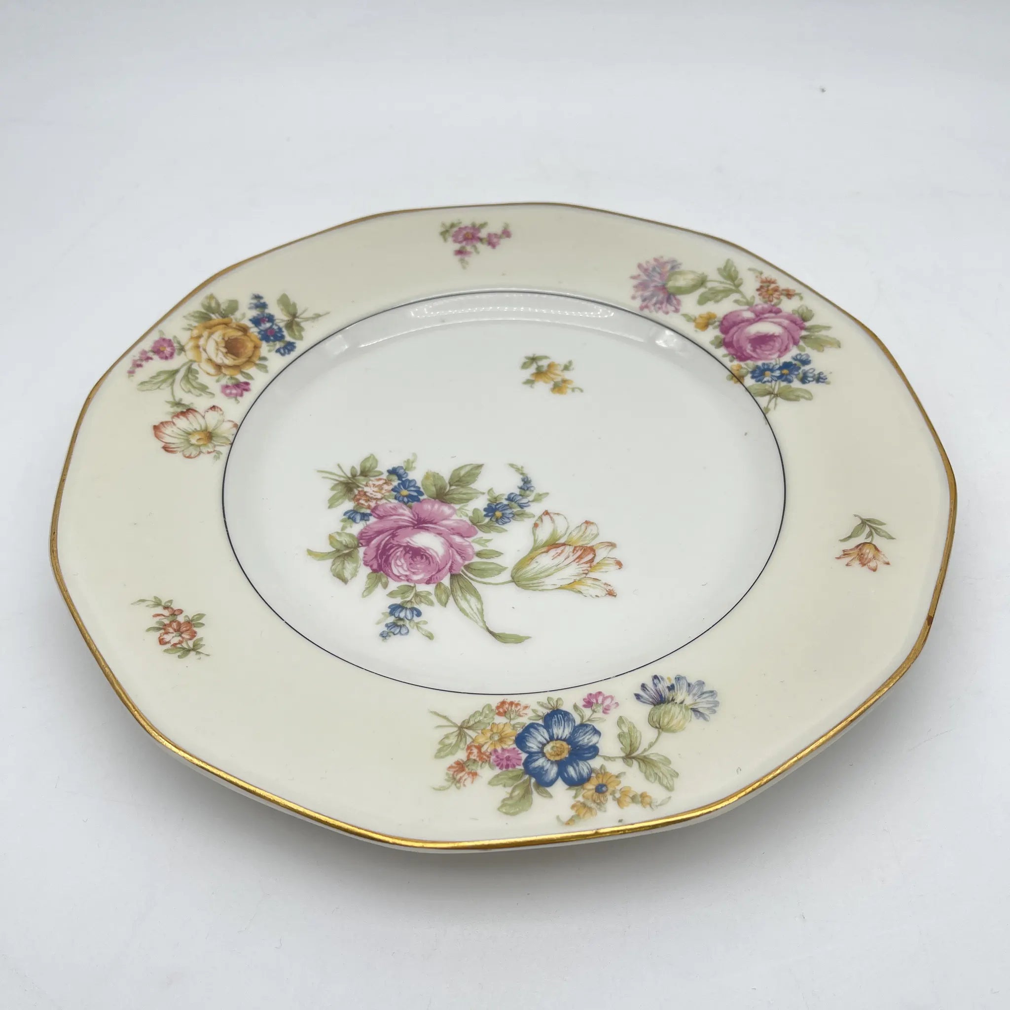 [Antique] Dinner & Dessert Plate 2P / Theodore Haviland / Nosegay / Estimated early-mid 20C / Porcelain / France / Bouquet, gold