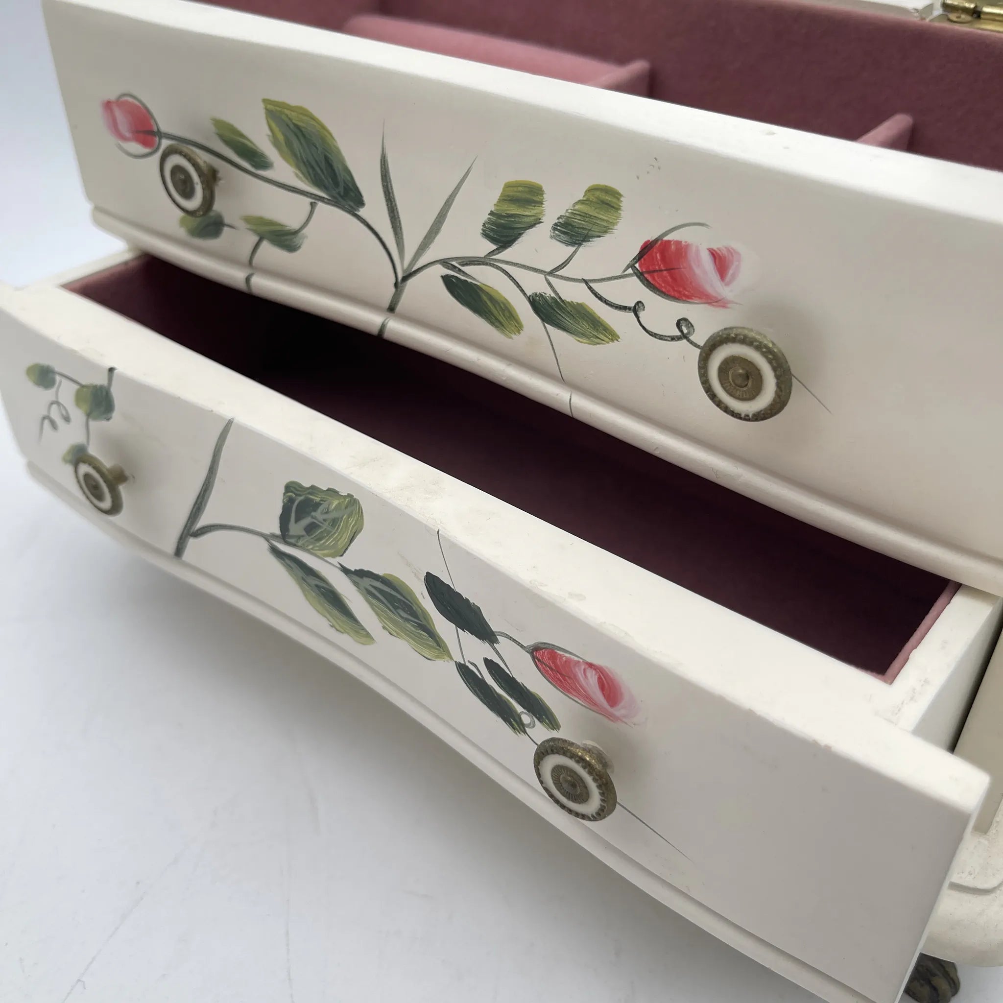 [Reuse] Jewelry box (accessory case) / late 20C / wooden / rose, hand painted