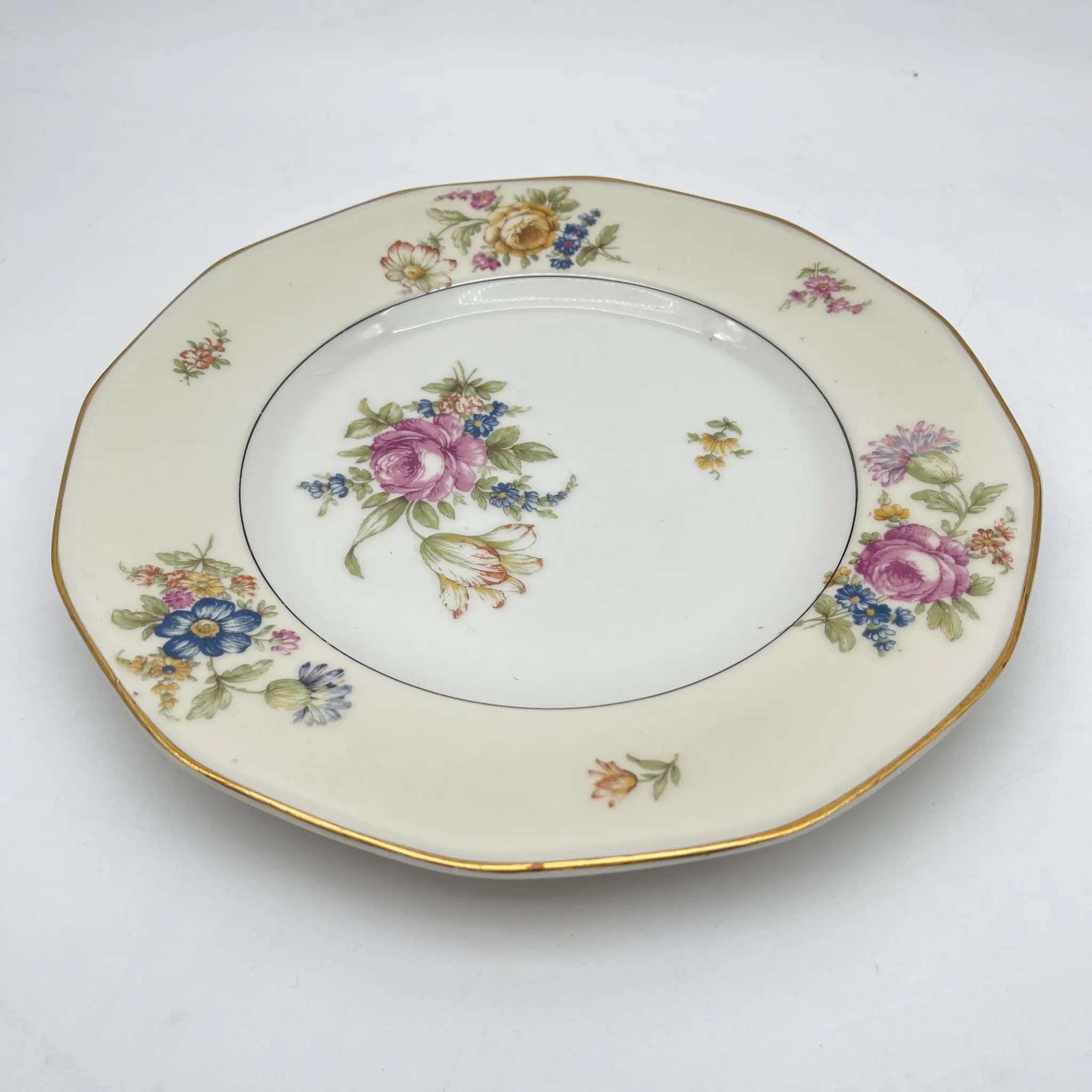 [Antique] Dinner & Dessert Plate 2P / Theodore Haviland / Nosegay / Estimated early-mid 20C / Porcelain / France / Bouquet, gold