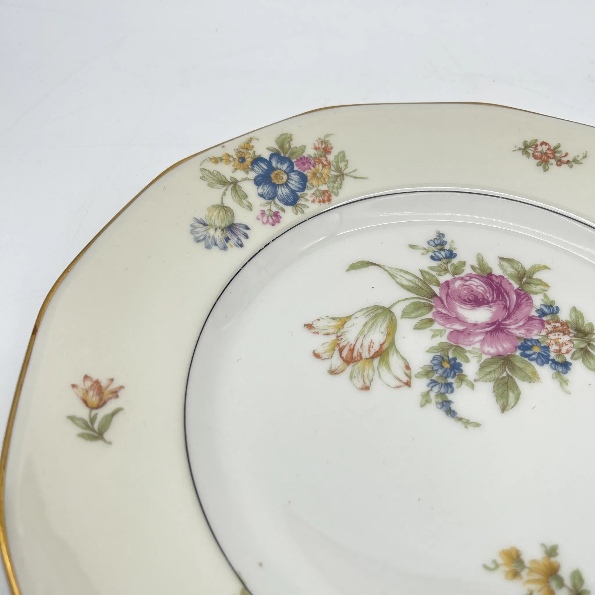 [Antique] Dinner & Dessert Plate 2P / Theodore Haviland / Nosegay / Estimated early-mid 20C / Porcelain / France / Bouquet, gold