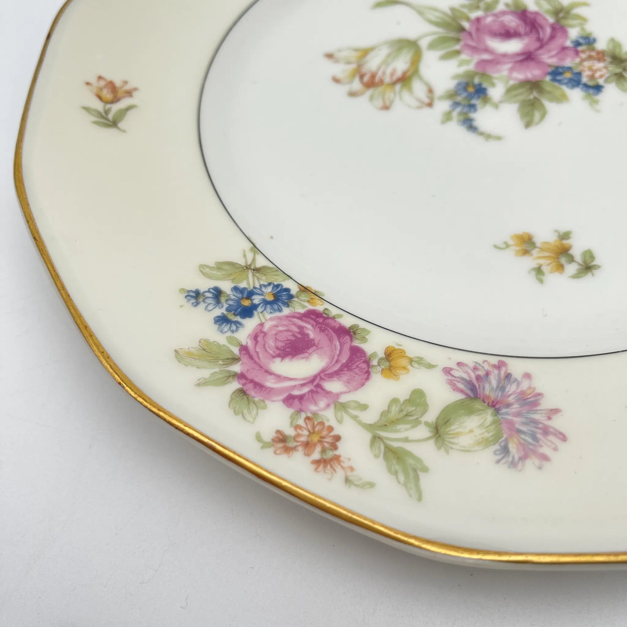 [Antique] Dinner & Dessert Plate 2P / Theodore Haviland / Nosegay / Estimated early-mid 20C / Porcelain / France / Bouquet, gold