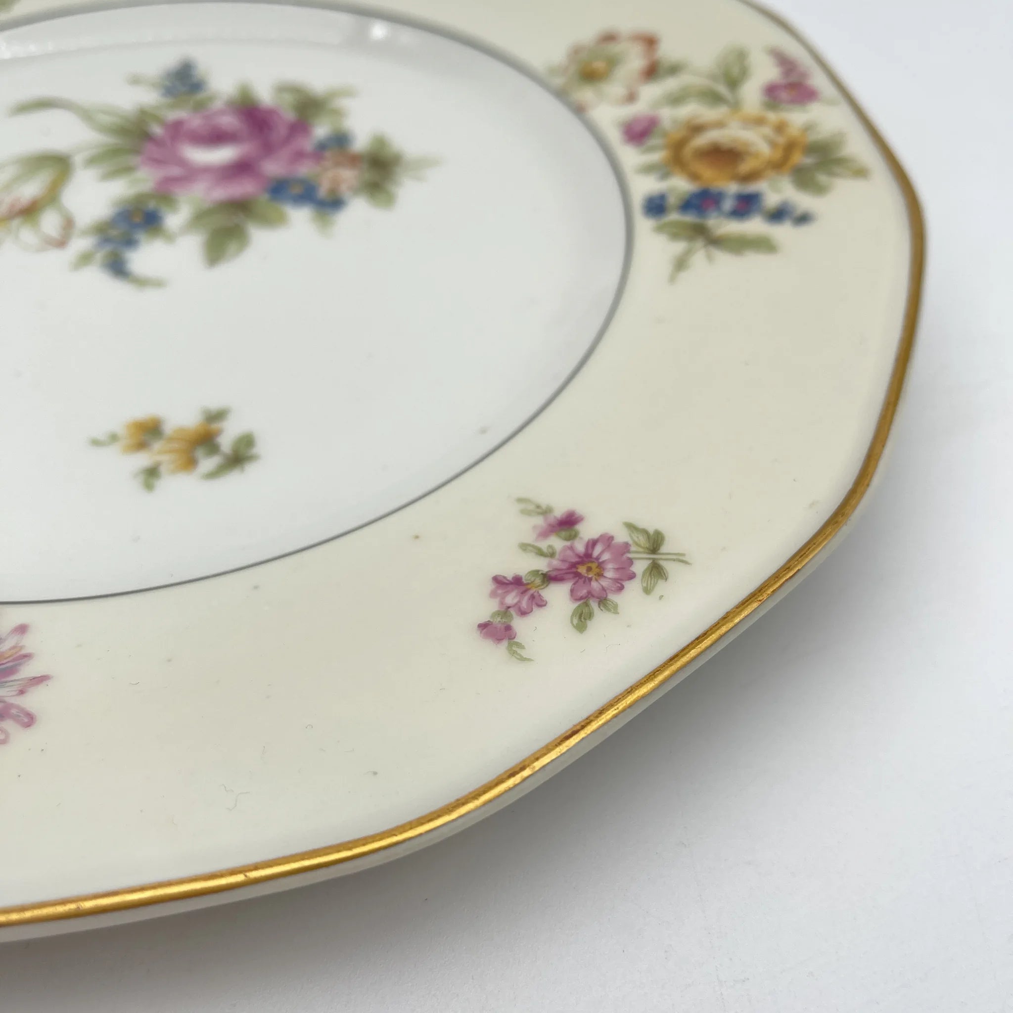 [Antique] Dinner & Dessert Plate 2P / Theodore Haviland / Nosegay / Estimated early-mid 20C / Porcelain / France / Bouquet, gold
