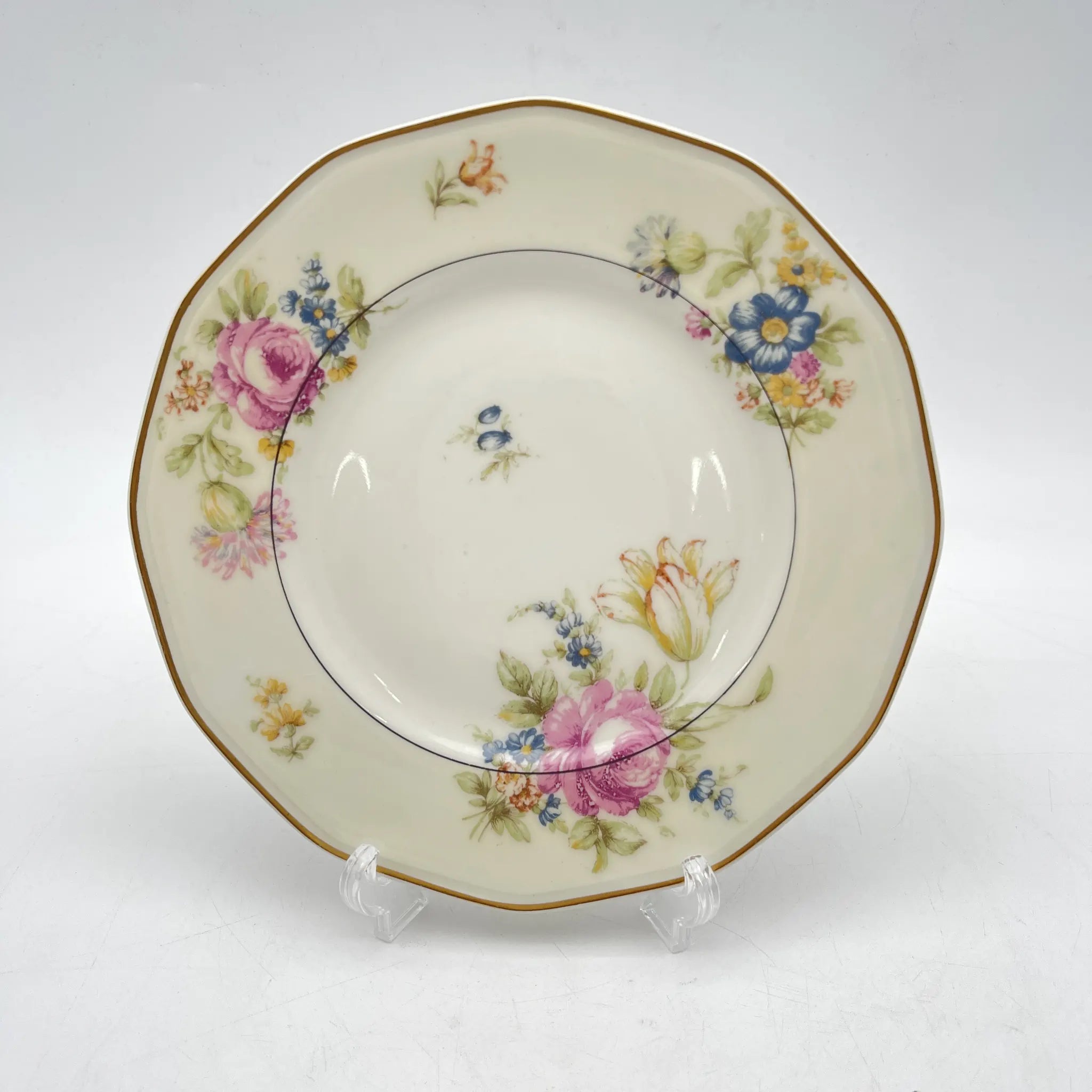 [Antique] Dinner & Dessert Plate 2P / Theodore Haviland / Nosegay / Estimated early-mid 20C / Porcelain / France / Bouquet, gold