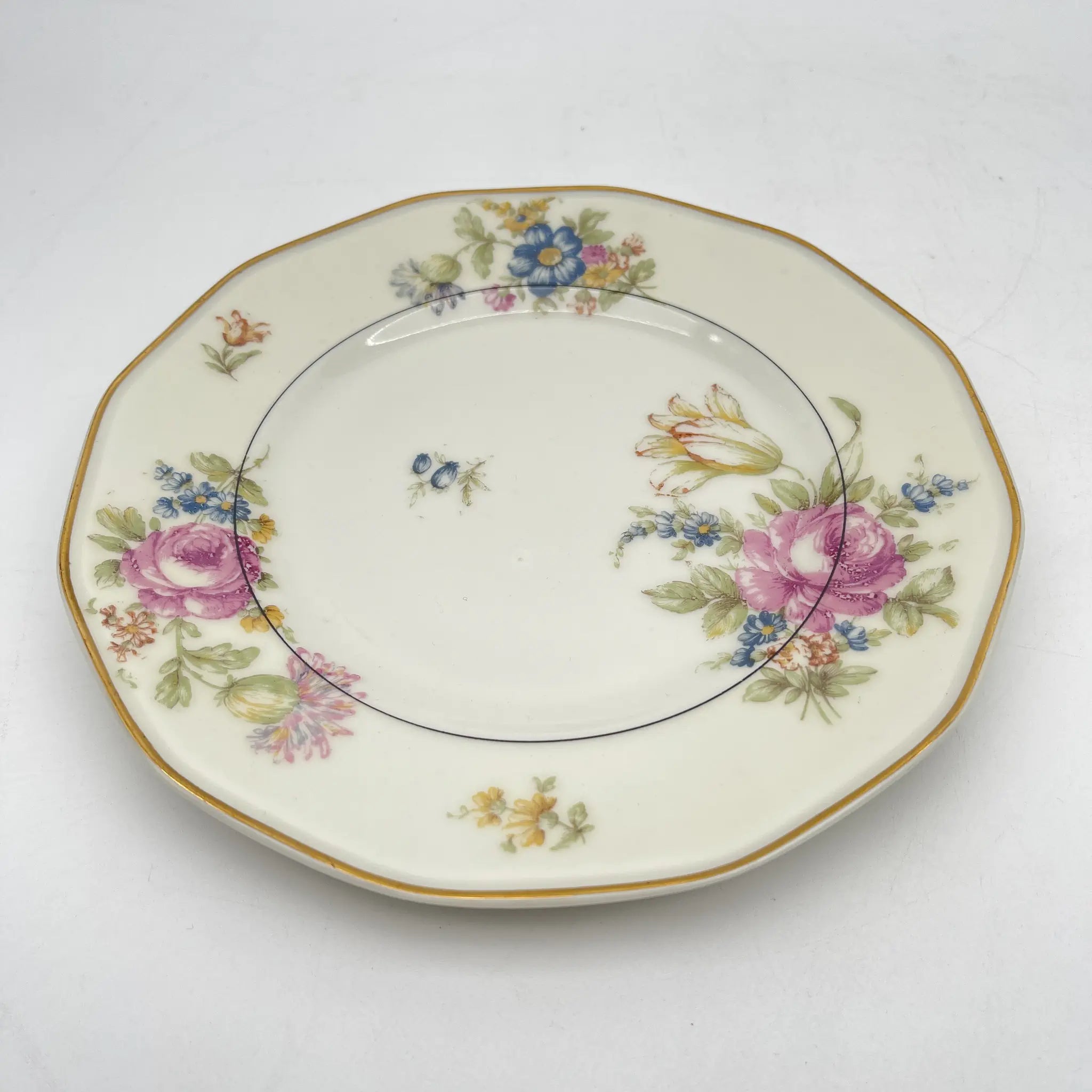 [Antique] Dinner & Dessert Plate 2P / Theodore Haviland / Nosegay / Estimated early-mid 20C / Porcelain / France / Bouquet, gold