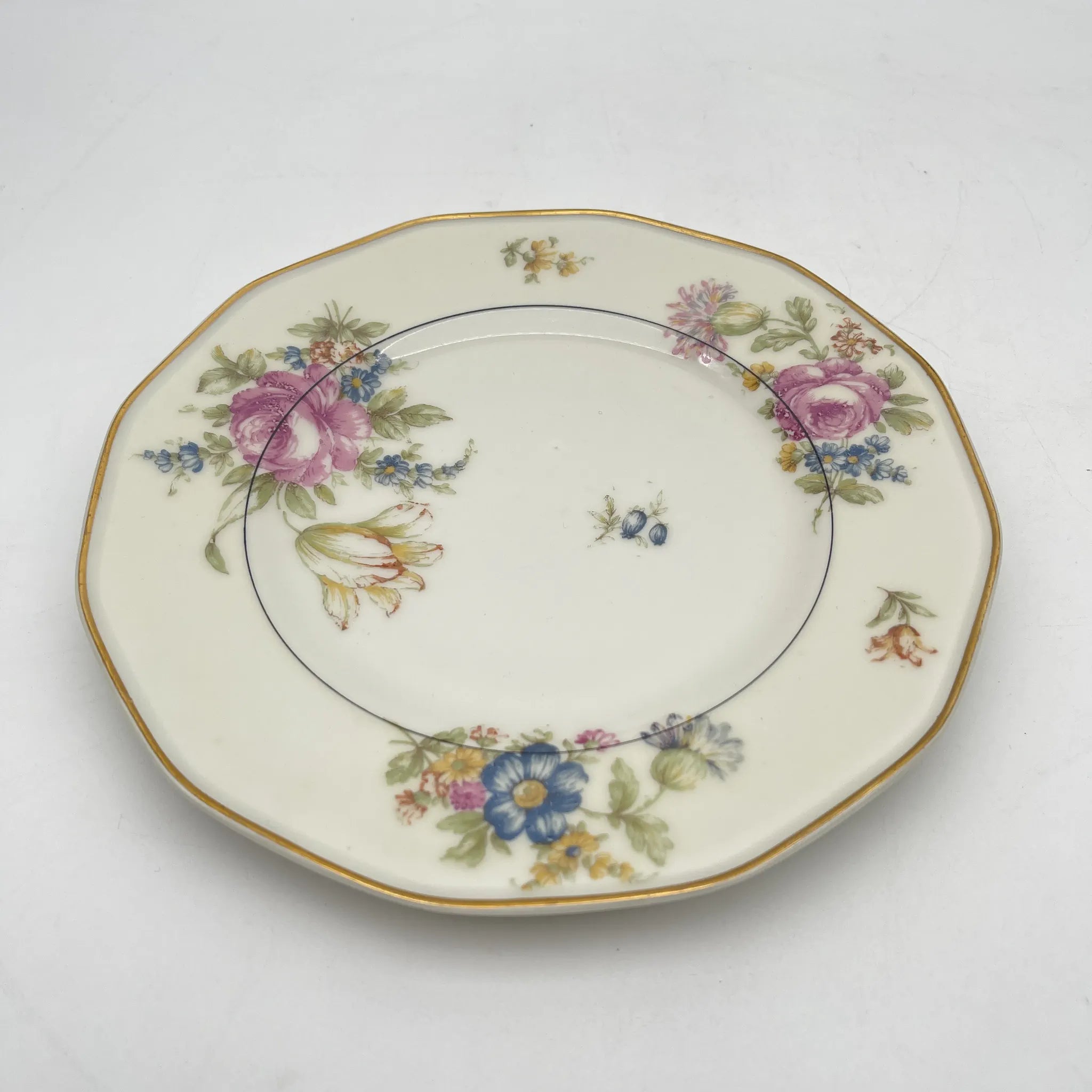 [Antique] Dinner & Dessert Plate 2P / Theodore Haviland / Nosegay / Estimated early-mid 20C / Porcelain / France / Bouquet, gold