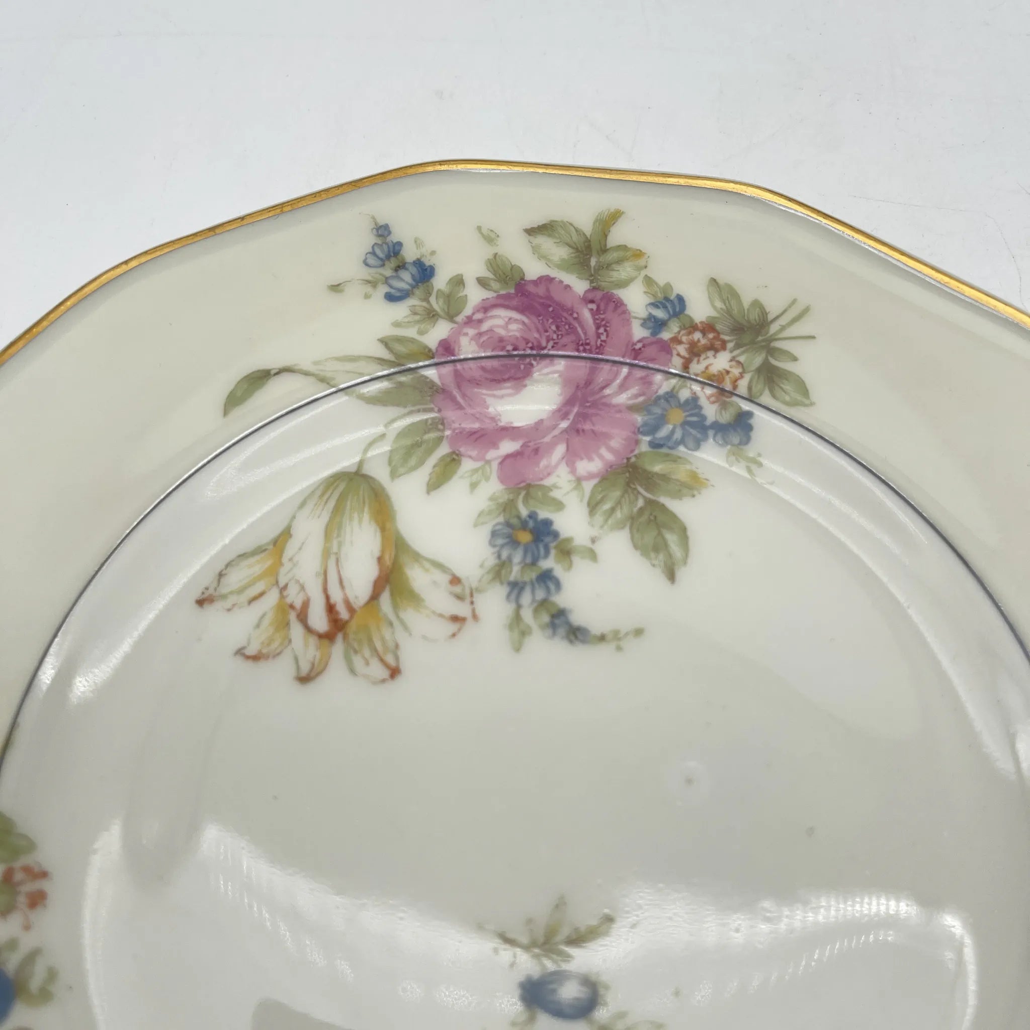 [Antique] Dinner & Dessert Plate 2P / Theodore Haviland / Nosegay / Estimated early-mid 20C / Porcelain / France / Bouquet, gold
