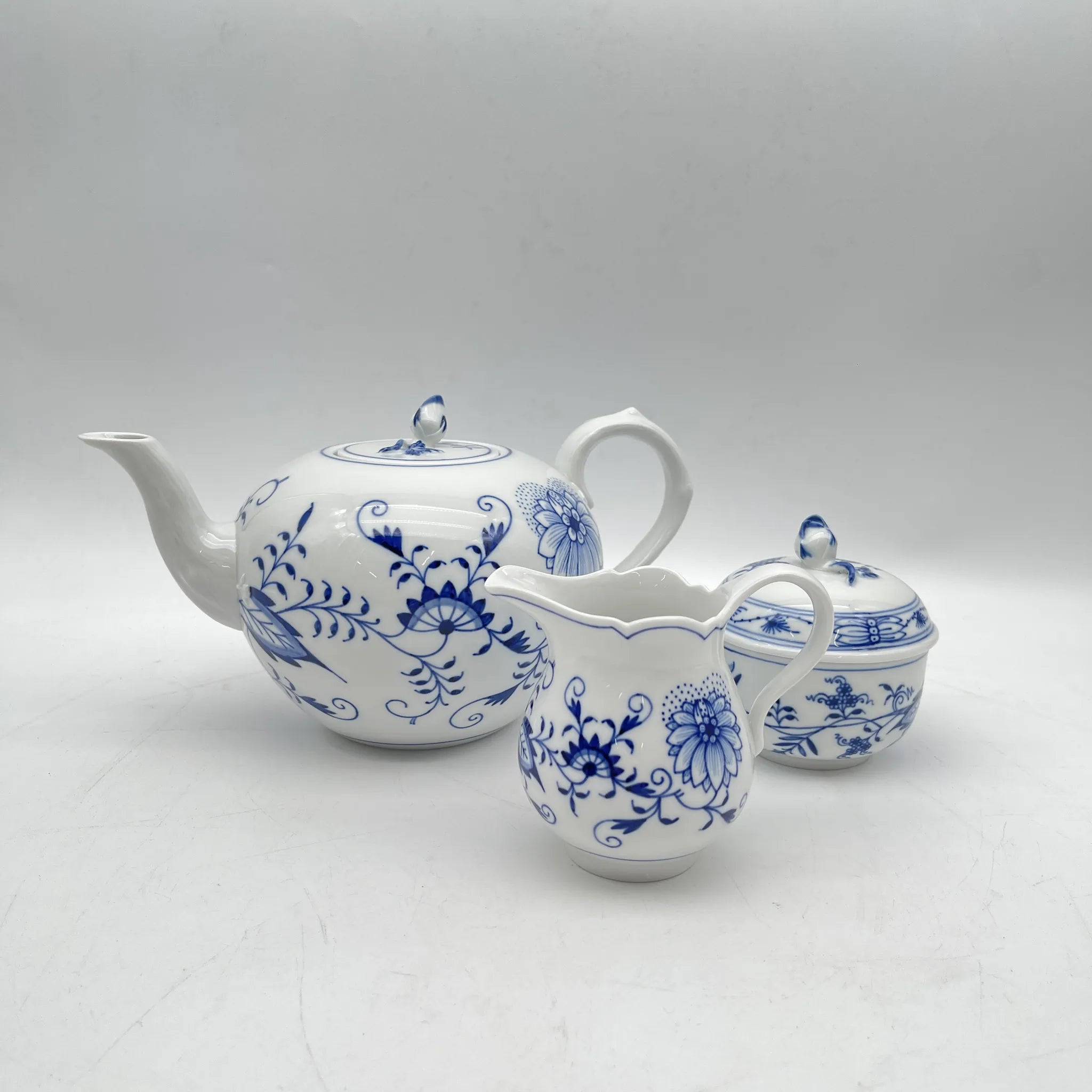 【再利用】茶具（茶壶，奶油，糖罐）/ Meissen / Blue Onion /估计20c晚期/瓷器/德国