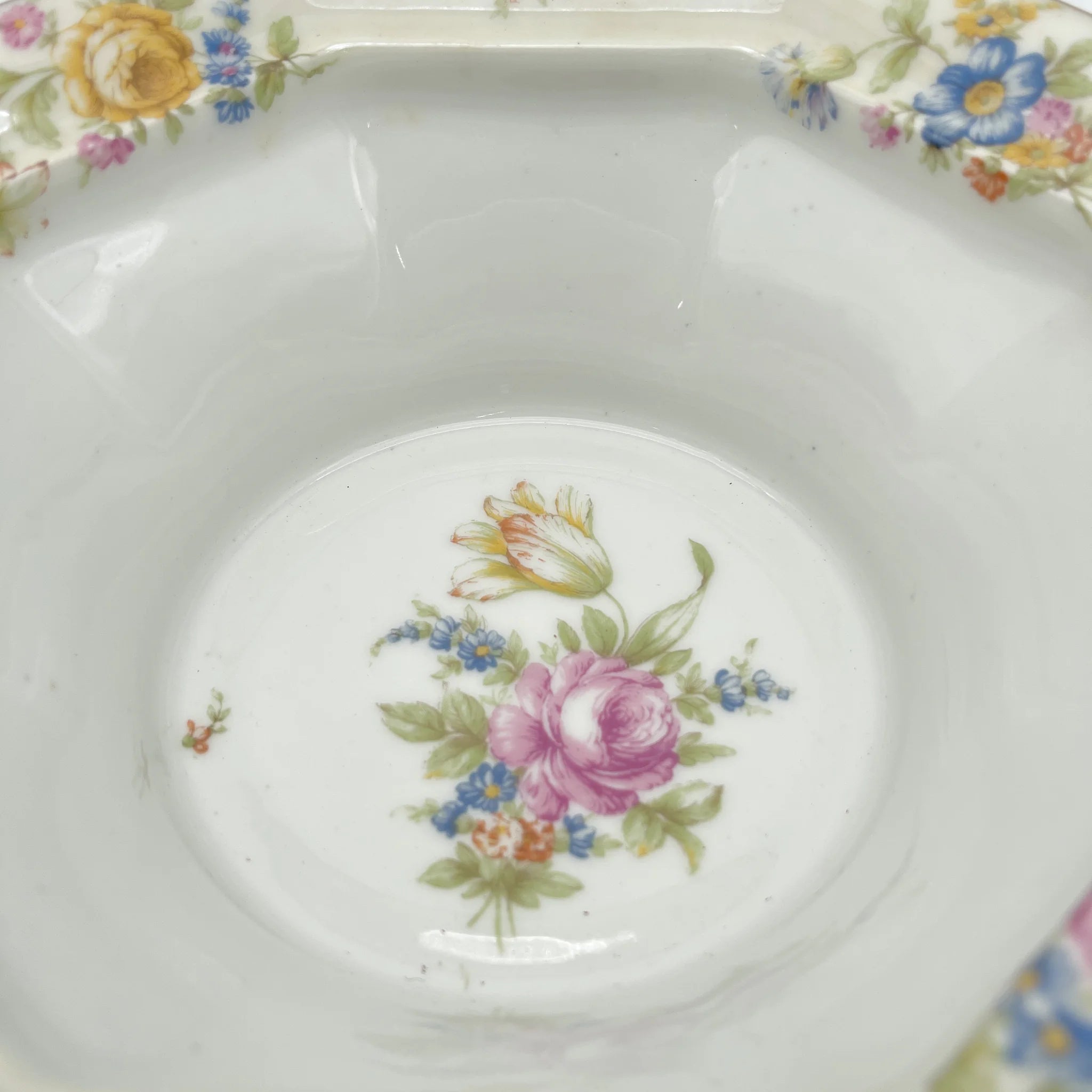 [Antique] Vegetable dish with lid / Theodore Haviland / Nosegay / Estimated early middle 20C / Porcelain / France / Bouquet, gold, octagon