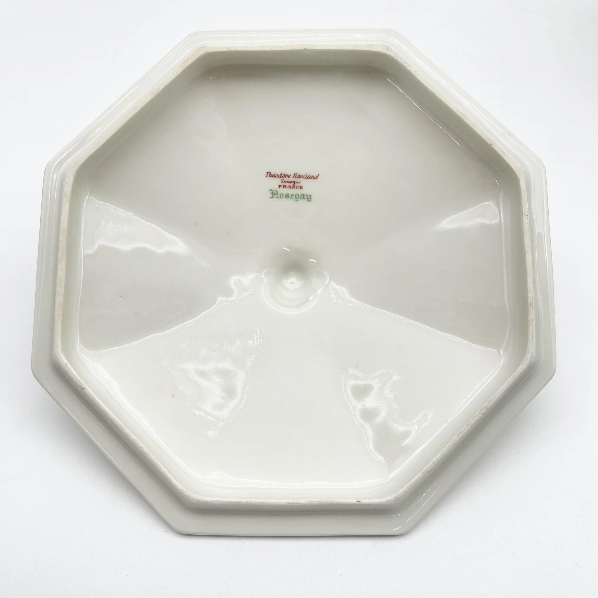 [Antique] Vegetable dish with lid / Theodore Haviland / Nosegay / Estimated early middle 20C / Porcelain / France / Bouquet, gold, octagon