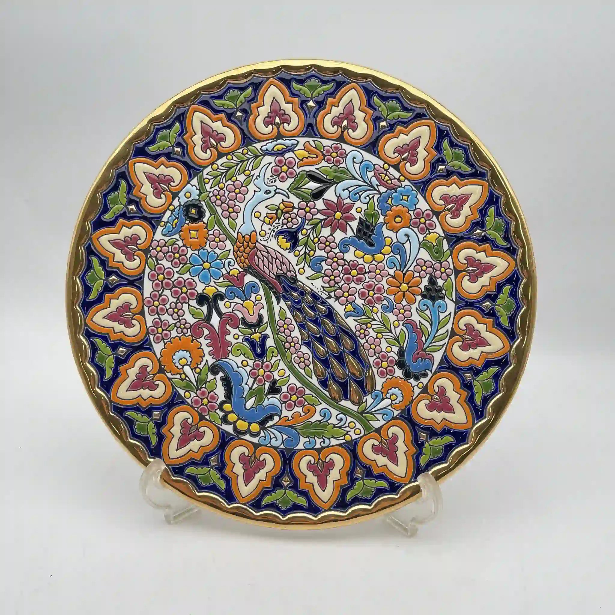 Cearco (セアルコ) / 飾り皿 / 推定20C末 / 陶器 / スペイン / 飾り台付, エナメル彩色, 金彩 / [リユース]