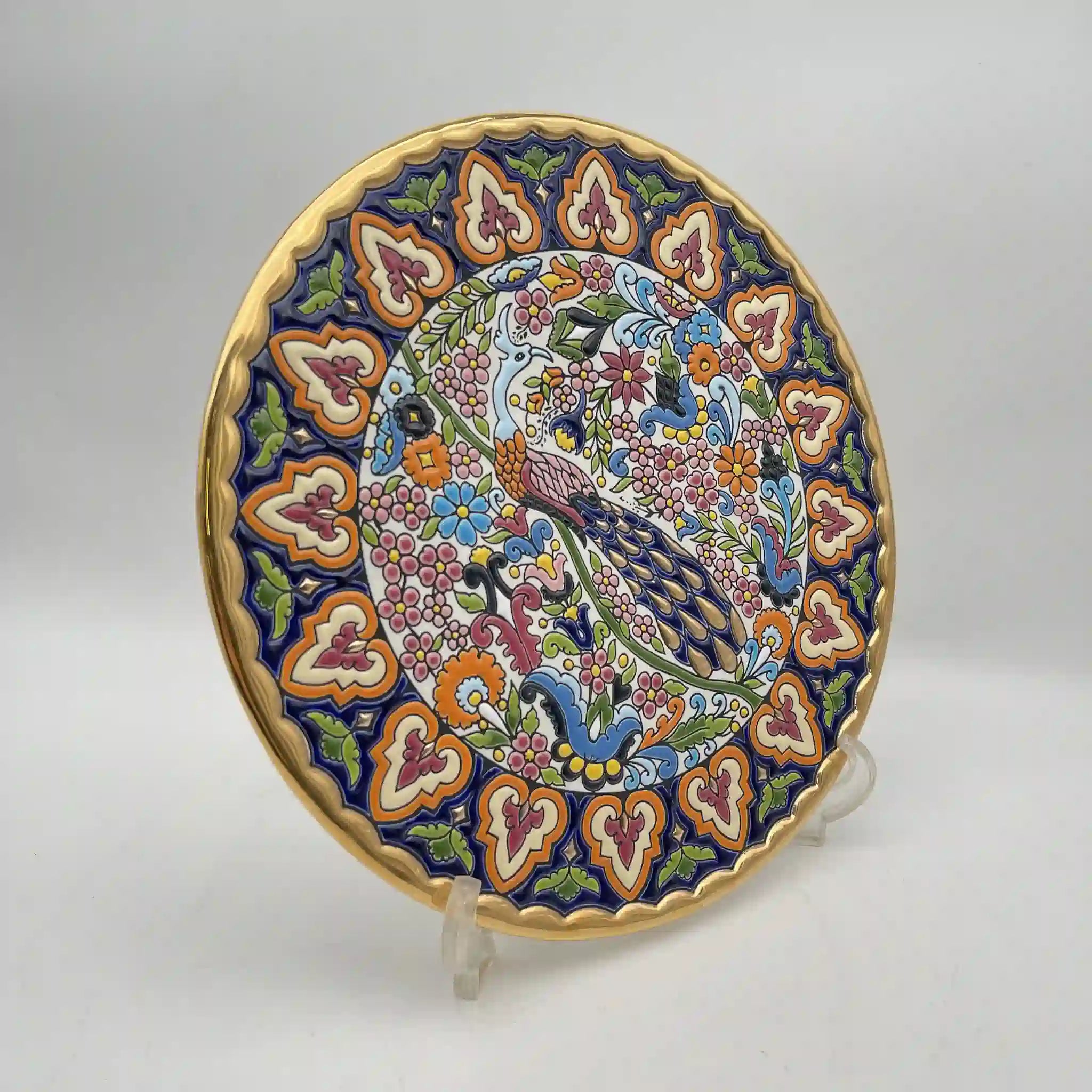 Cearco (セアルコ) / 飾り皿 / 推定20C末 / 陶器 / スペイン / 飾り台付, エナメル彩色, 金彩 / [リユース]