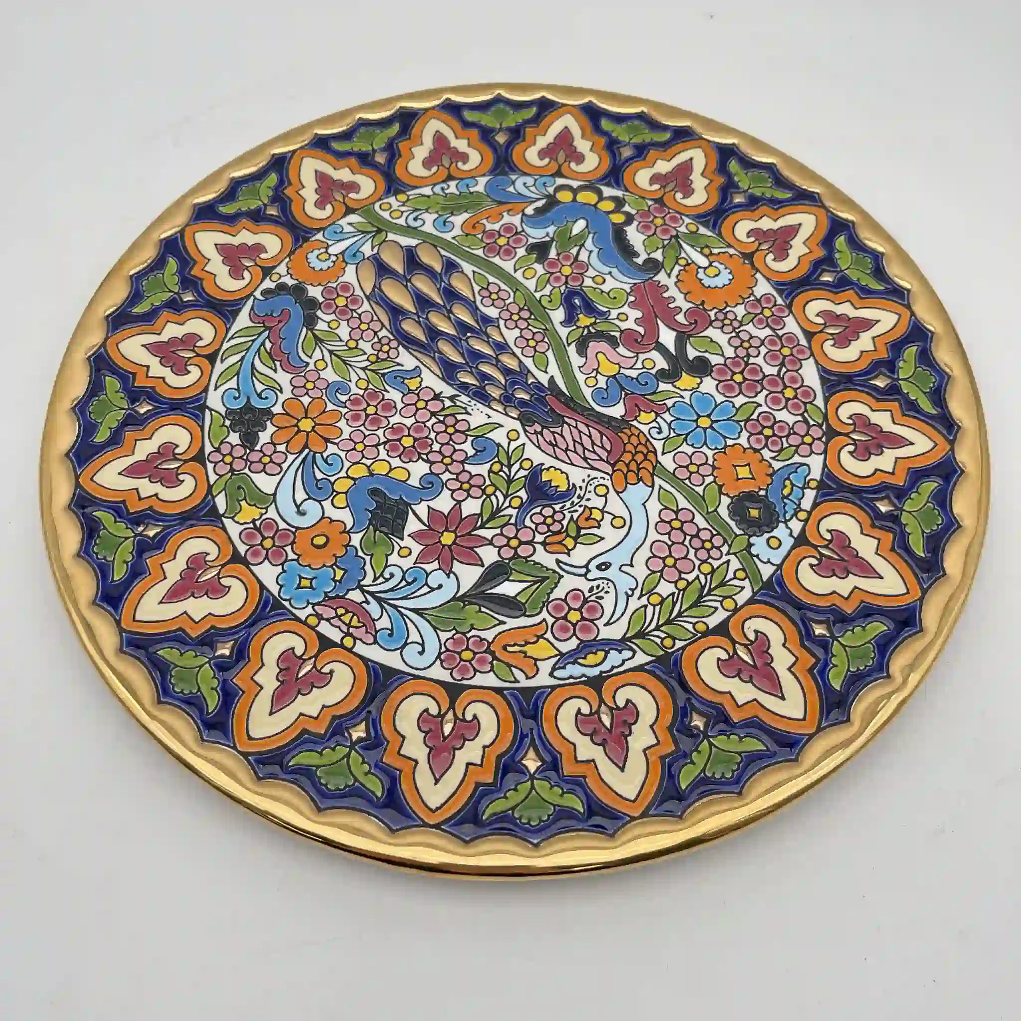 Cearco (セアルコ) / 飾り皿 / 推定20C末 / 陶器 / スペイン / 飾り台付, エナメル彩色, 金彩 / [リユース]