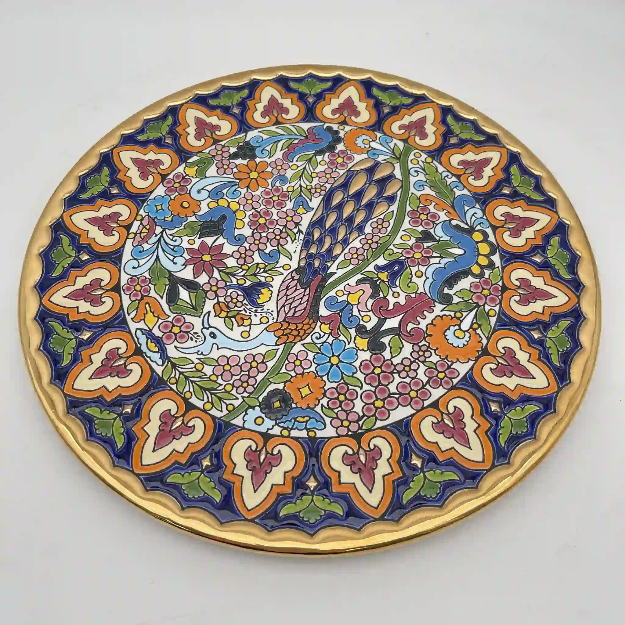 Cearco (セアルコ) / 飾り皿 / 推定20C末 / 陶器 / スペイン / 飾り台付, エナメル彩色, 金彩 / [リユース]