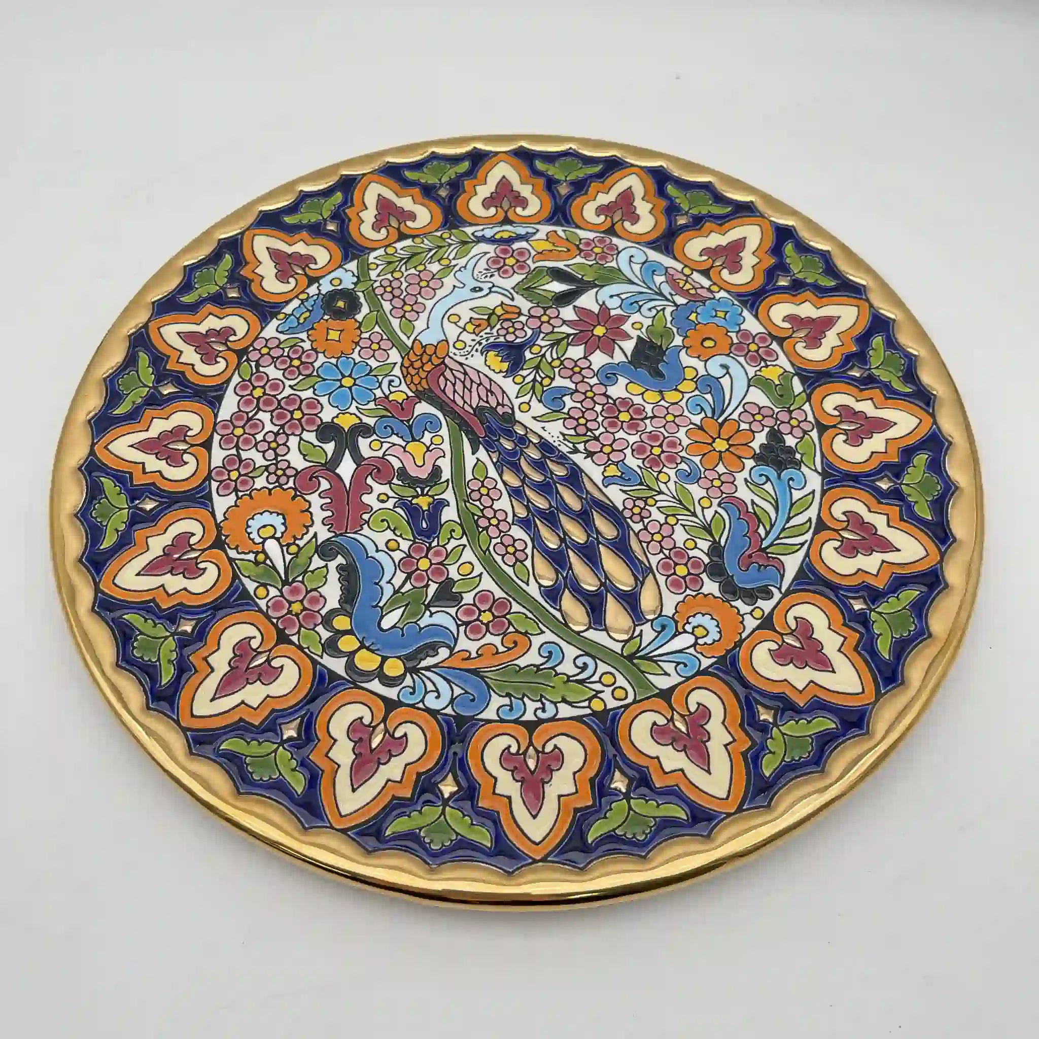Cearco (セアルコ) / 飾り皿 / 推定20C末 / 陶器 / スペイン / 飾り台付, エナメル彩色, 金彩 / [リユース]
