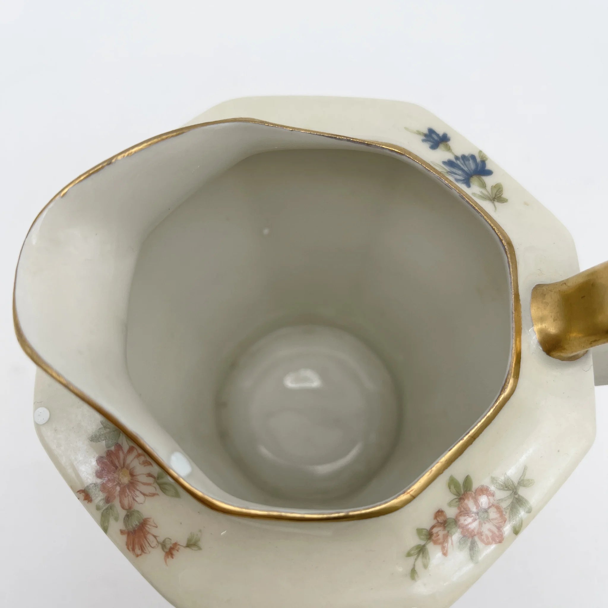 [Antique] Creamer (milk pitcher) / Theodore Haviland / Nosegay / Estimated early-mid 20C / Porcelain / France / Bouquet, gold