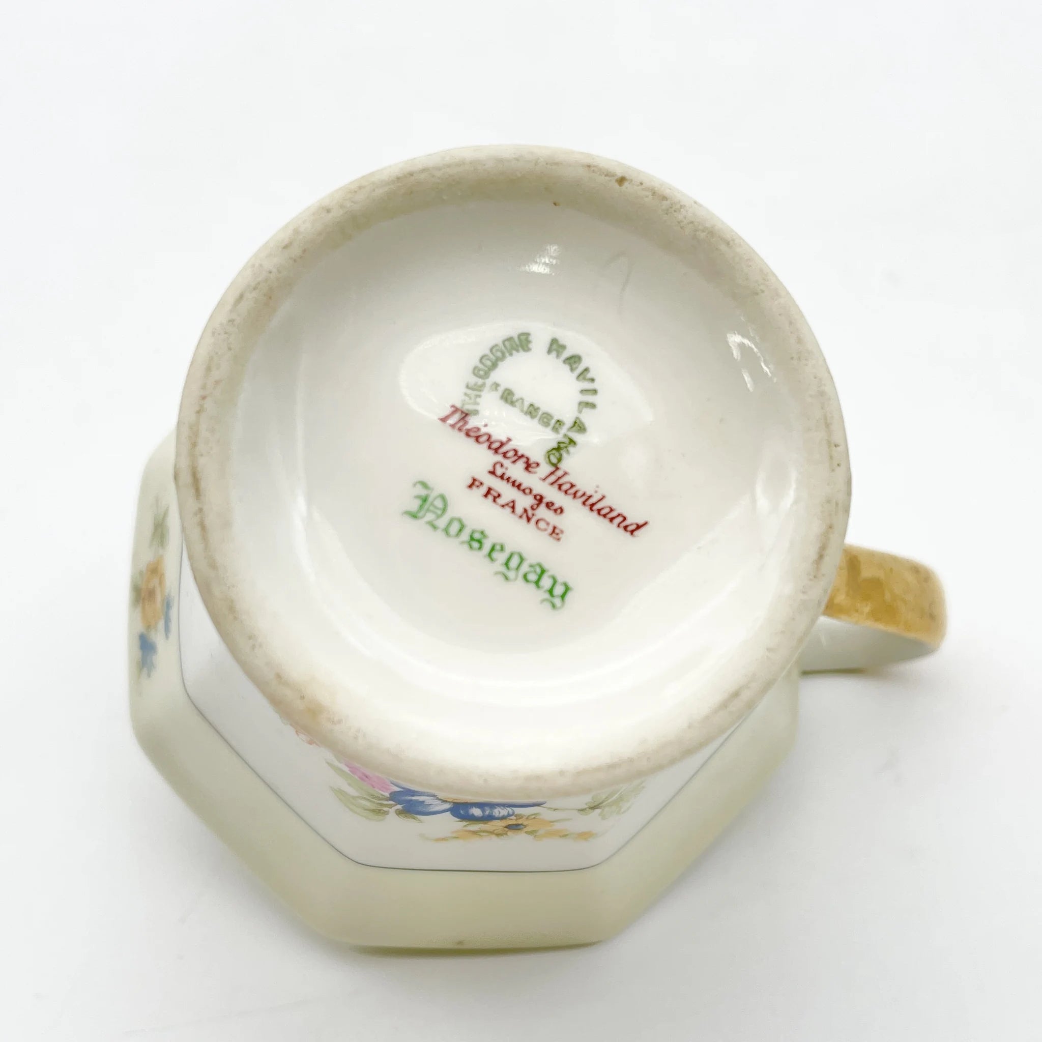 [Antique] Creamer (milk pitcher) / Theodore Haviland / Nosegay / Estimated early-mid 20C / Porcelain / France / Bouquet, gold