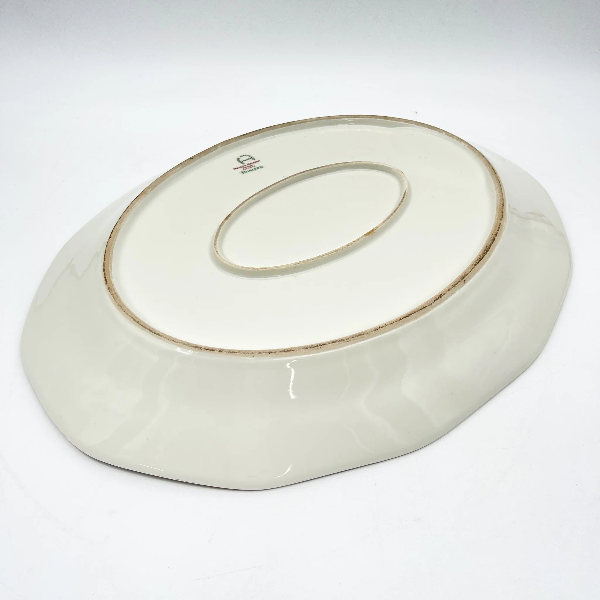 [Antique] Oval platter / Theodore Haviland / Nosegay / Estimated early middle 20C / Porcelain / France / Bouquet, gold