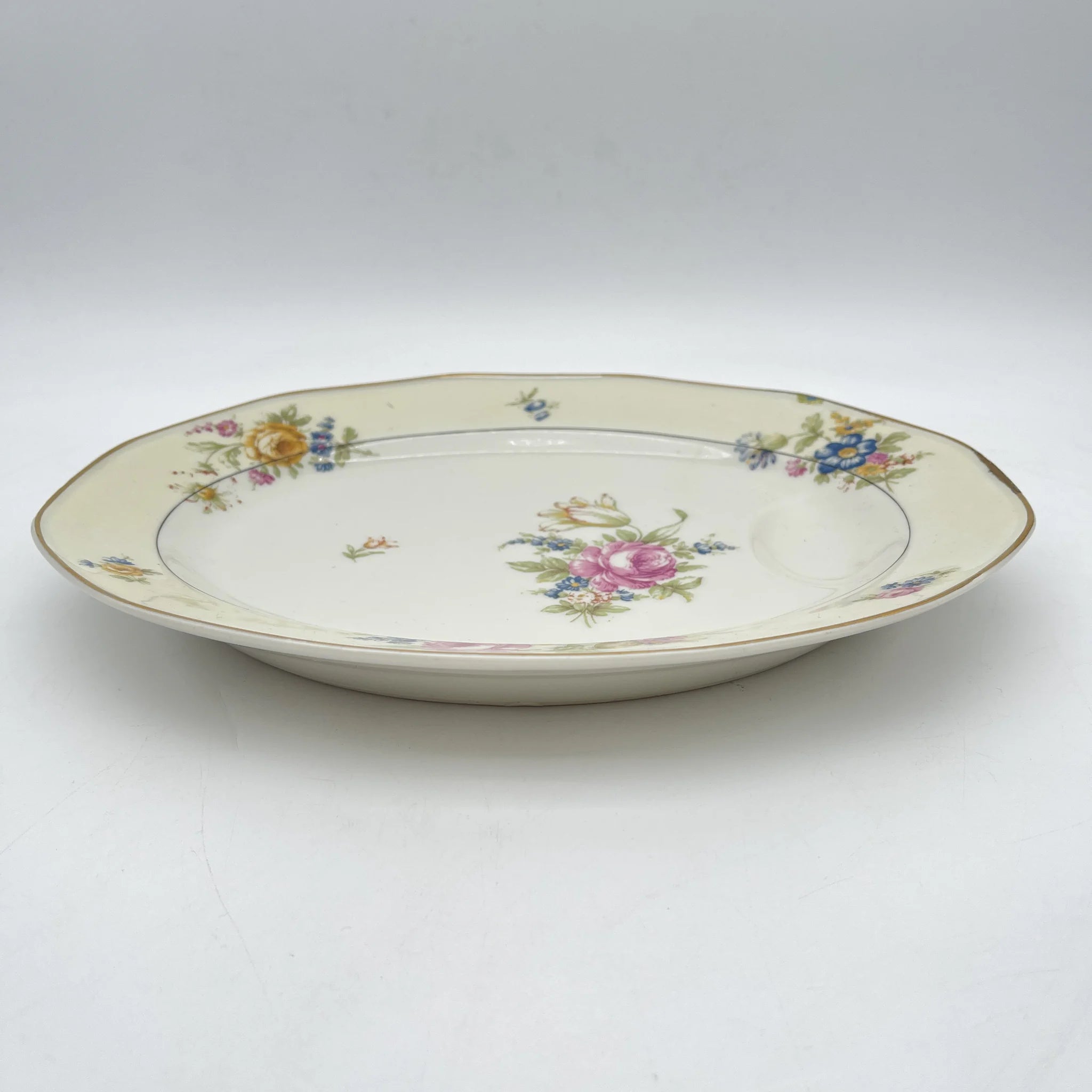 [Antique] Oval platter / Theodore Haviland / Nosegay / Estimated early middle 20C / Porcelain / France / Bouquet, gold