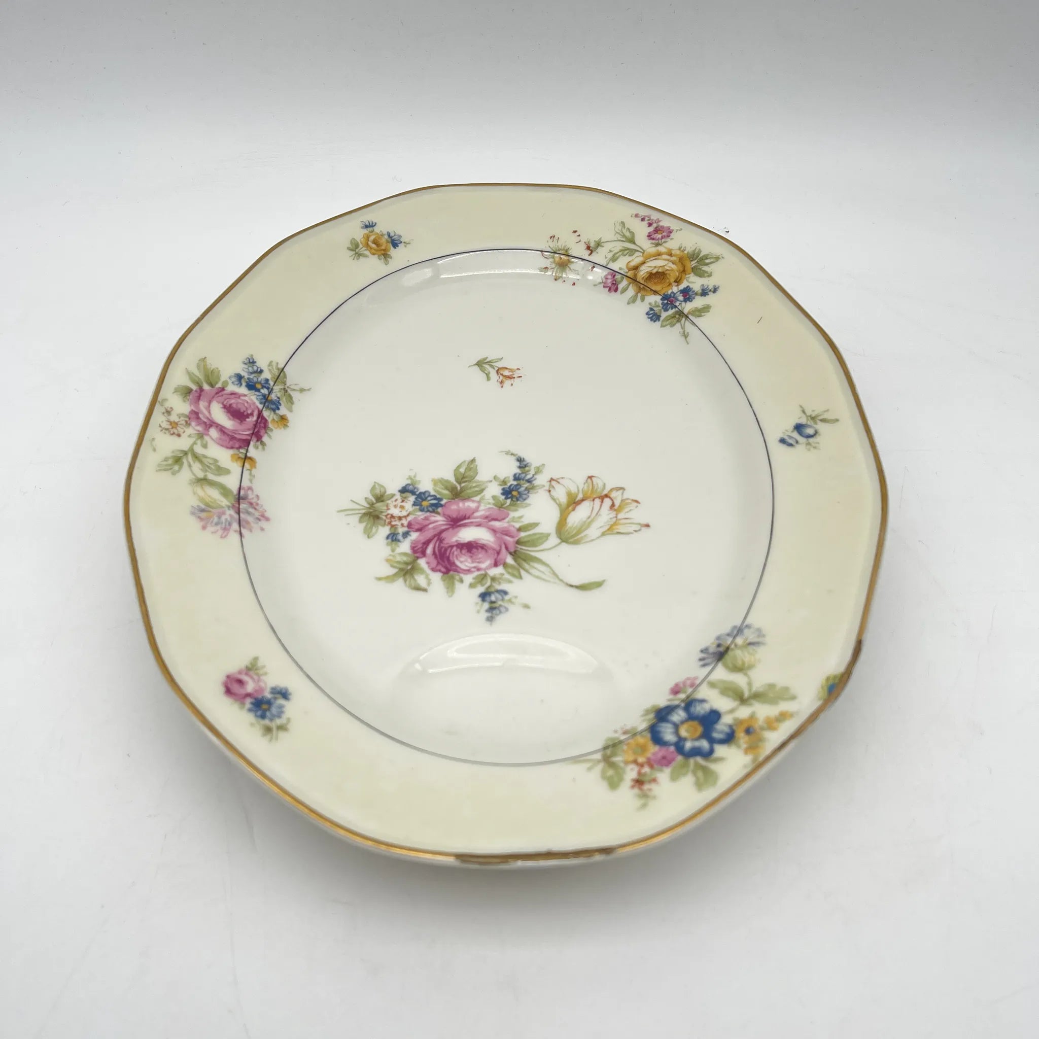 [Antique] Oval platter / Theodore Haviland / Nosegay / Estimated early middle 20C / Porcelain / France / Bouquet, gold