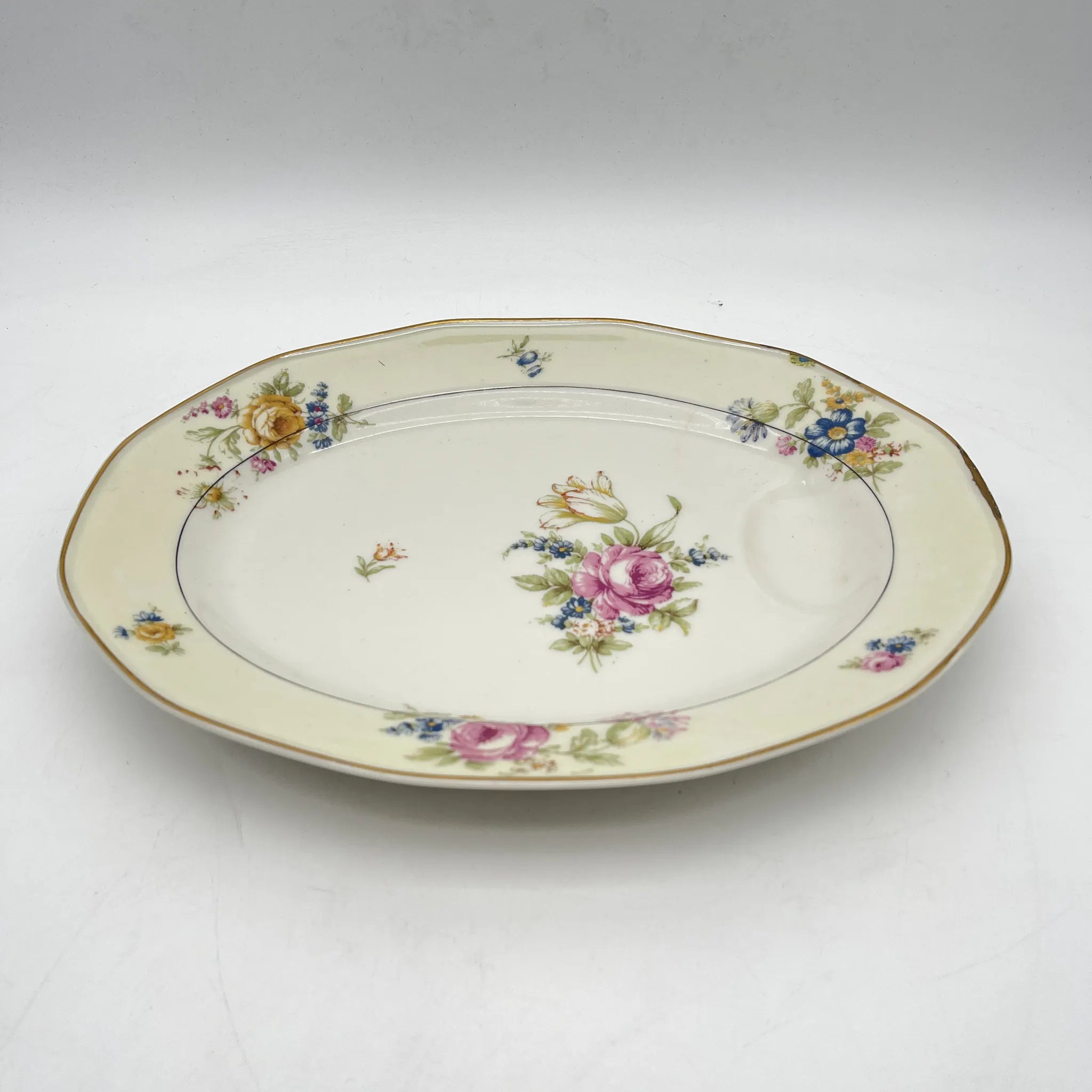 [Antique] Oval platter / Theodore Haviland / Nosegay / Estimated early middle 20C / Porcelain / France / Bouquet, gold