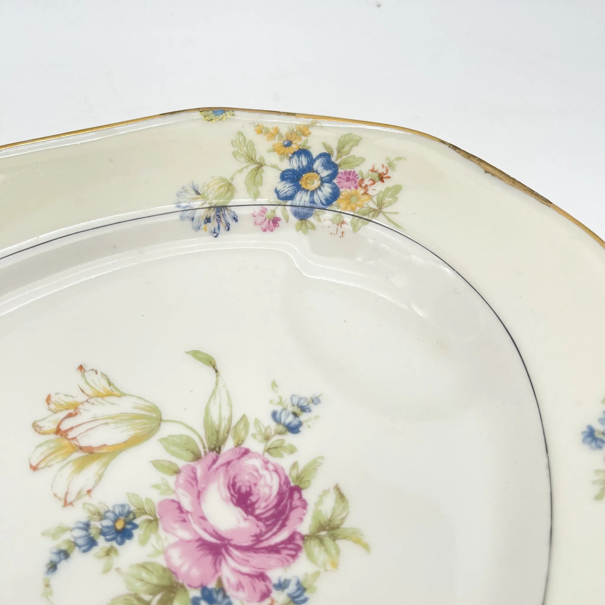 [Antique] Oval platter / Theodore Haviland / Nosegay / Estimated early middle 20C / Porcelain / France / Bouquet, gold