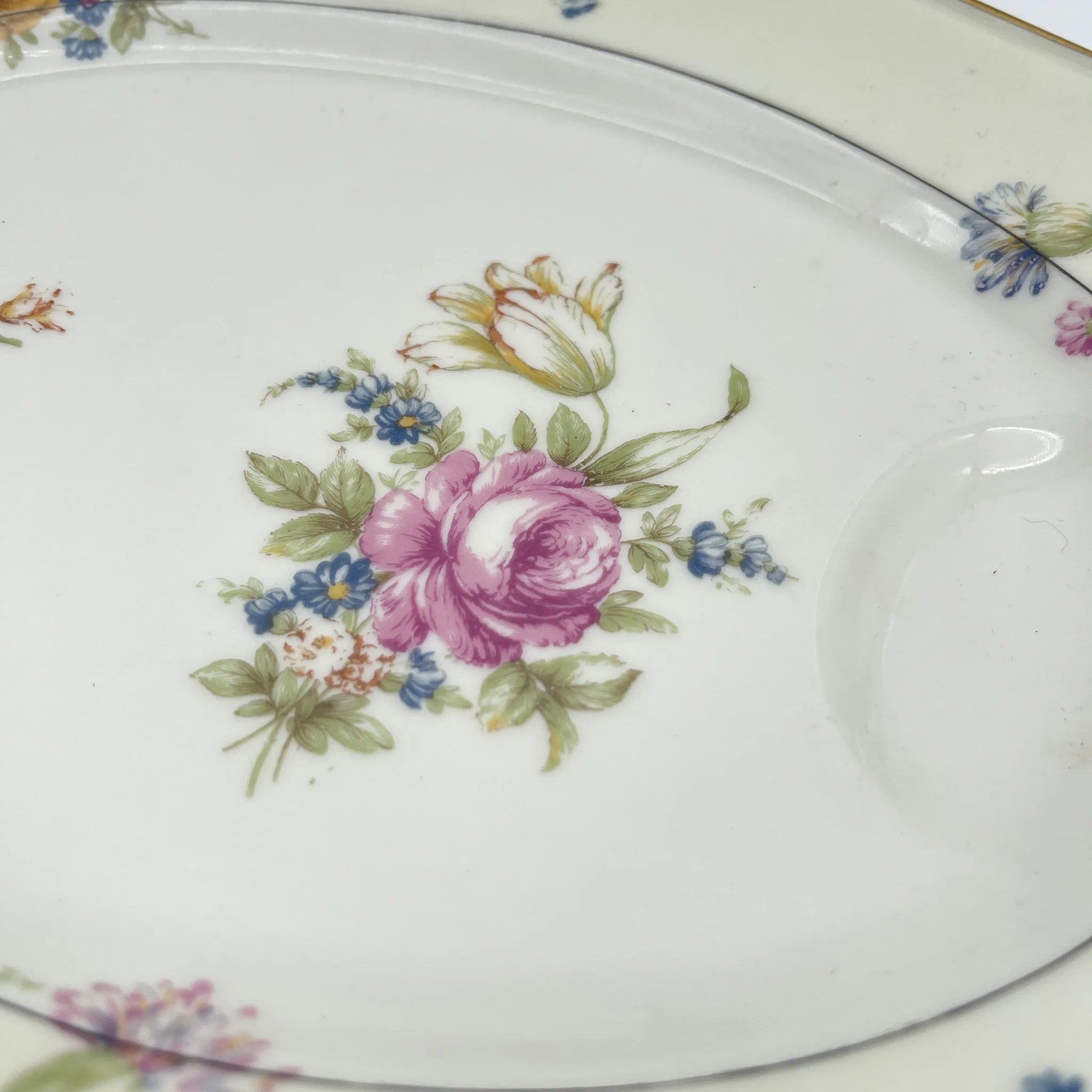 [Antique] Oval platter / Theodore Haviland / Nosegay / Estimated early middle 20C / Porcelain / France / Bouquet, gold