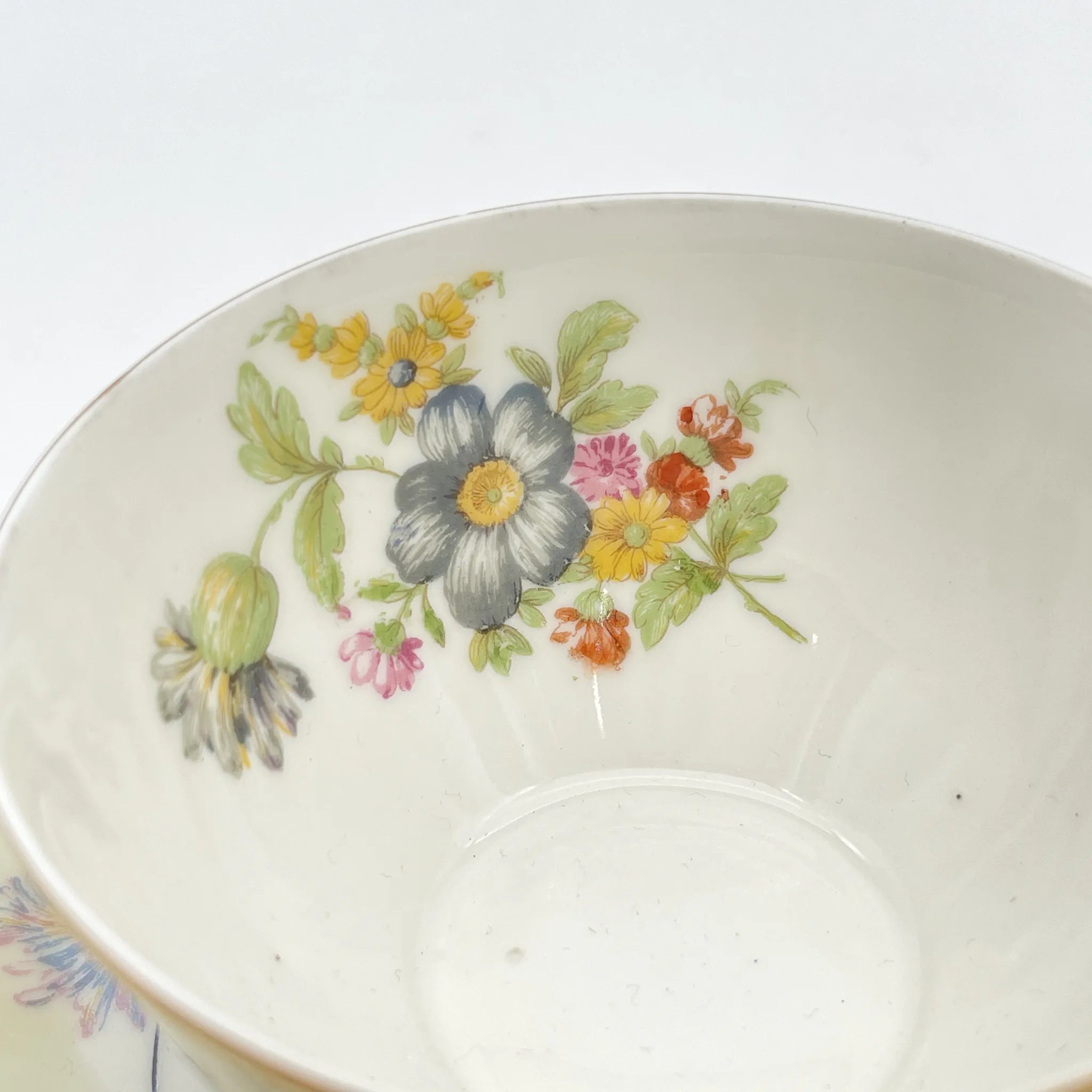 [Antique] Trio + Tea Cup / Theodore Haviland / Nosegay / Estimated early-mid 20C / Porcelain / France / Bouquet, Gold