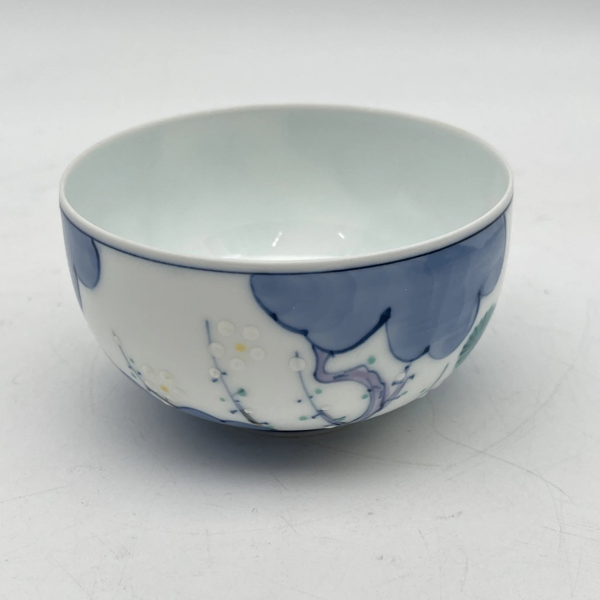 【再利用】茶碗5p /永峰/有田烧/估计2000左右/瓷器/日本/松竹梅，带箱