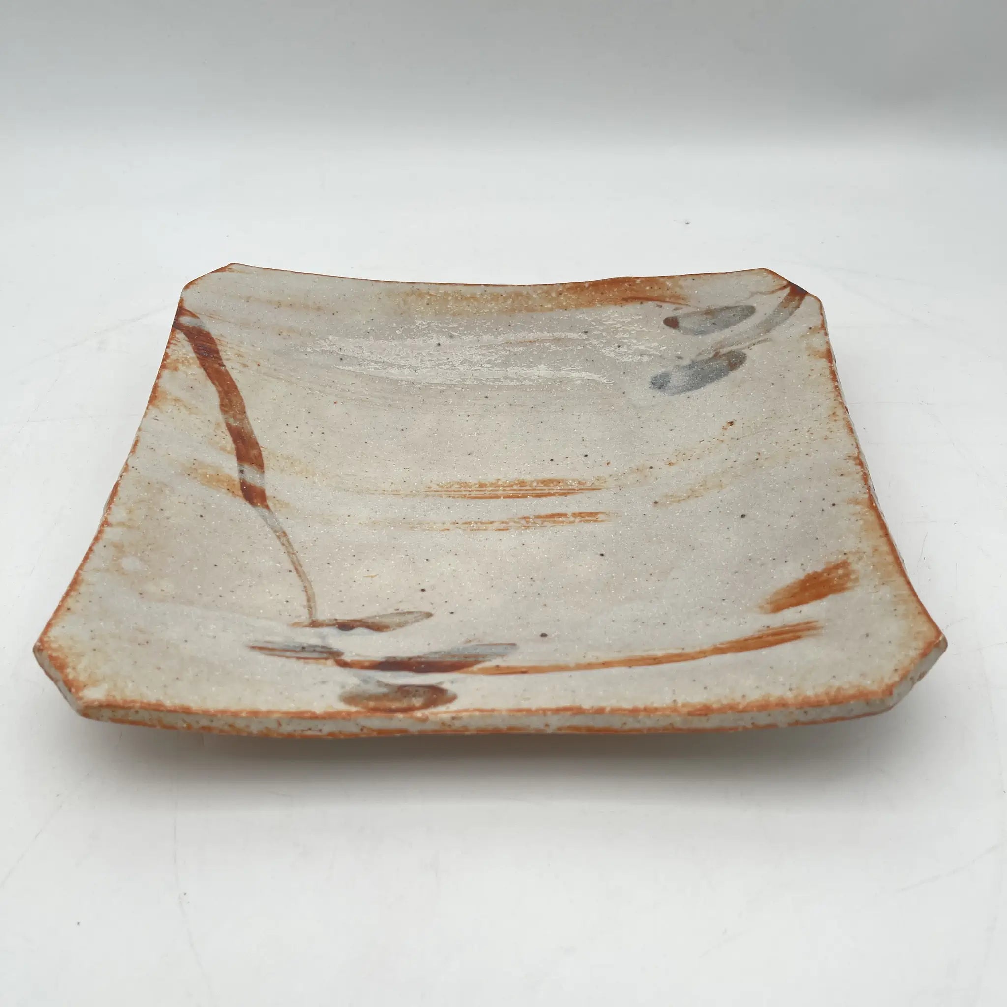 【再利用】角皿/八坂窑/志野烧/推测20c后期/陶器/日本/带箱