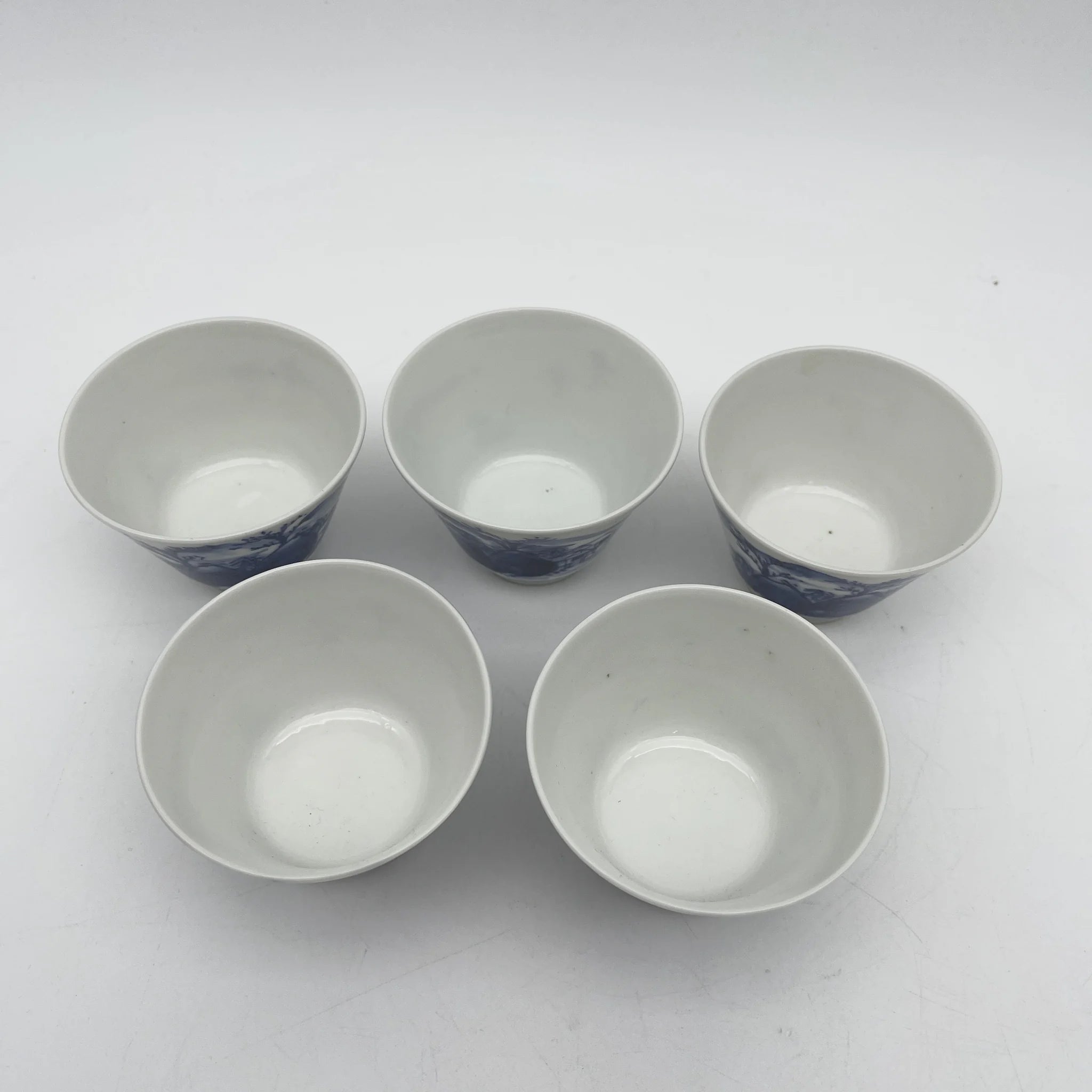 [Vintage] Sencha set (hobin, hot water cooler, 5-piece teacup) / Izushi Nagayama / Estimated 1960-80s / Porcelain / Japan / Landscape pattern