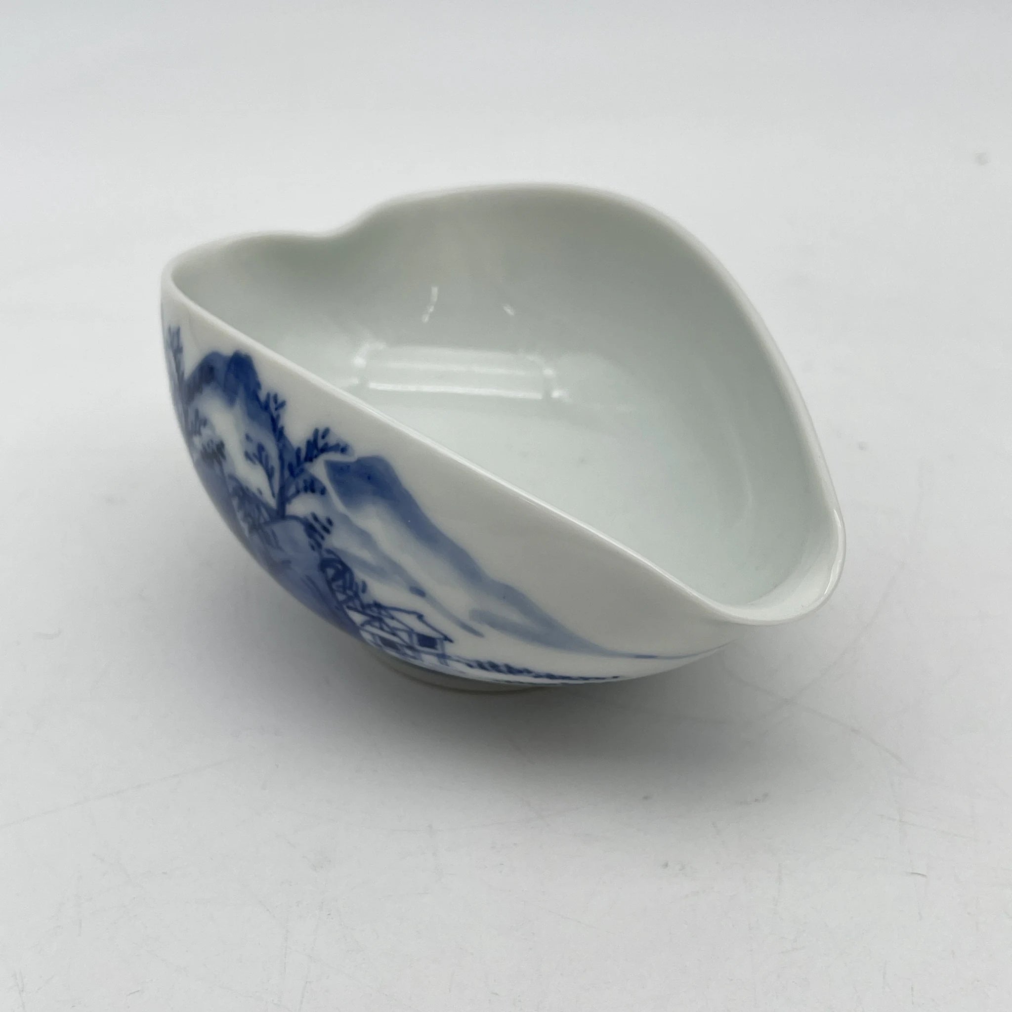[Vintage] Sencha set (hobin, hot water cooler, 5-piece teacup) / Izushi Nagayama / Estimated 1960-80s / Porcelain / Japan / Landscape pattern