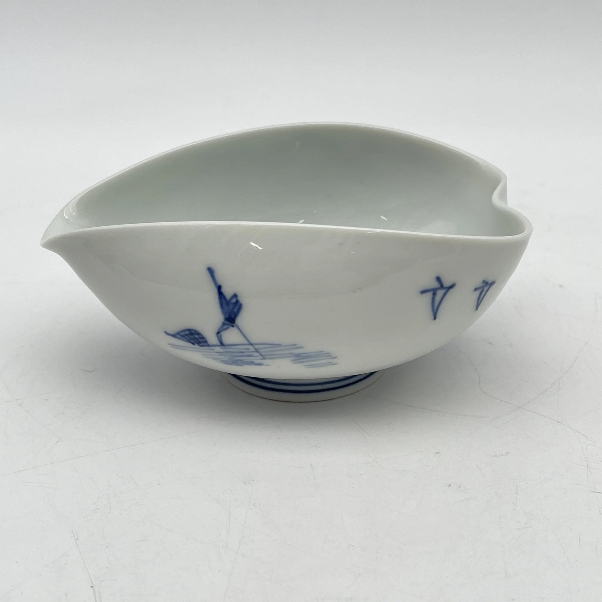 [Vintage] Sencha set (hobin, hot water cooler, 5-piece teacup) / Izushi Nagayama / Estimated 1960-80s / Porcelain / Japan / Landscape pattern