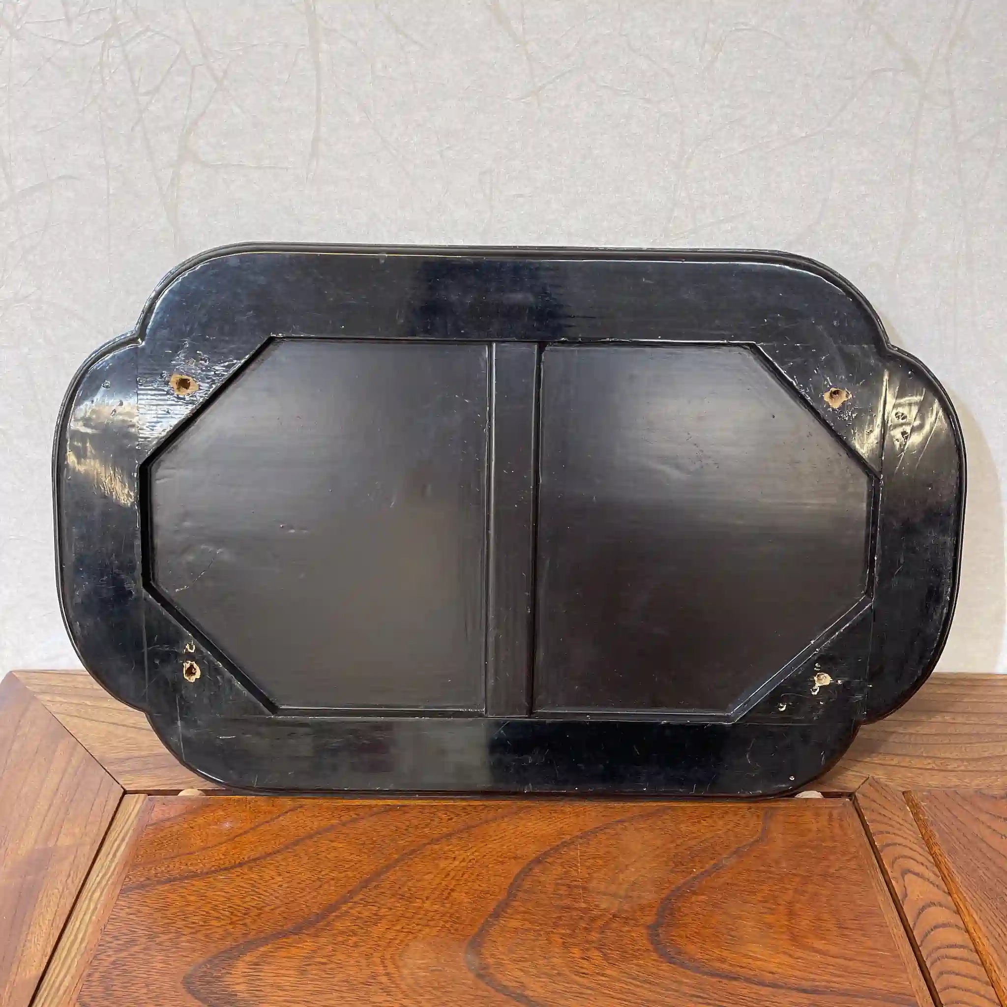 [Vintage] Long tray / Estimated late 20C / Natural wood / China / Phoenix, peony, arabesque